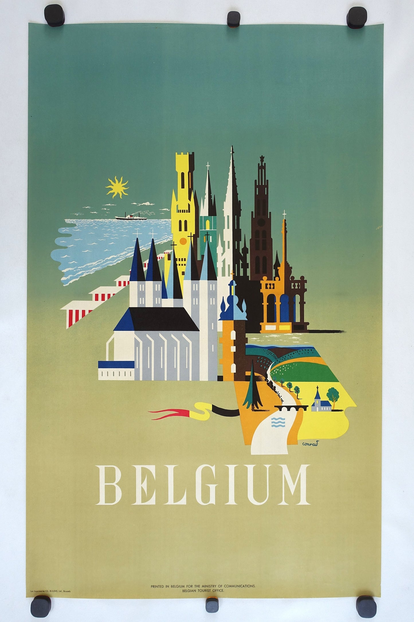 1950 Belgium Travel Poster by Conrad - Original Vintage Poster