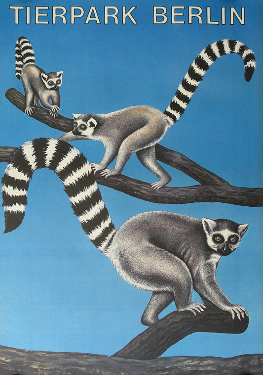 1986 Tierpark Berlin (Lemurs) - Original Vintage Poster