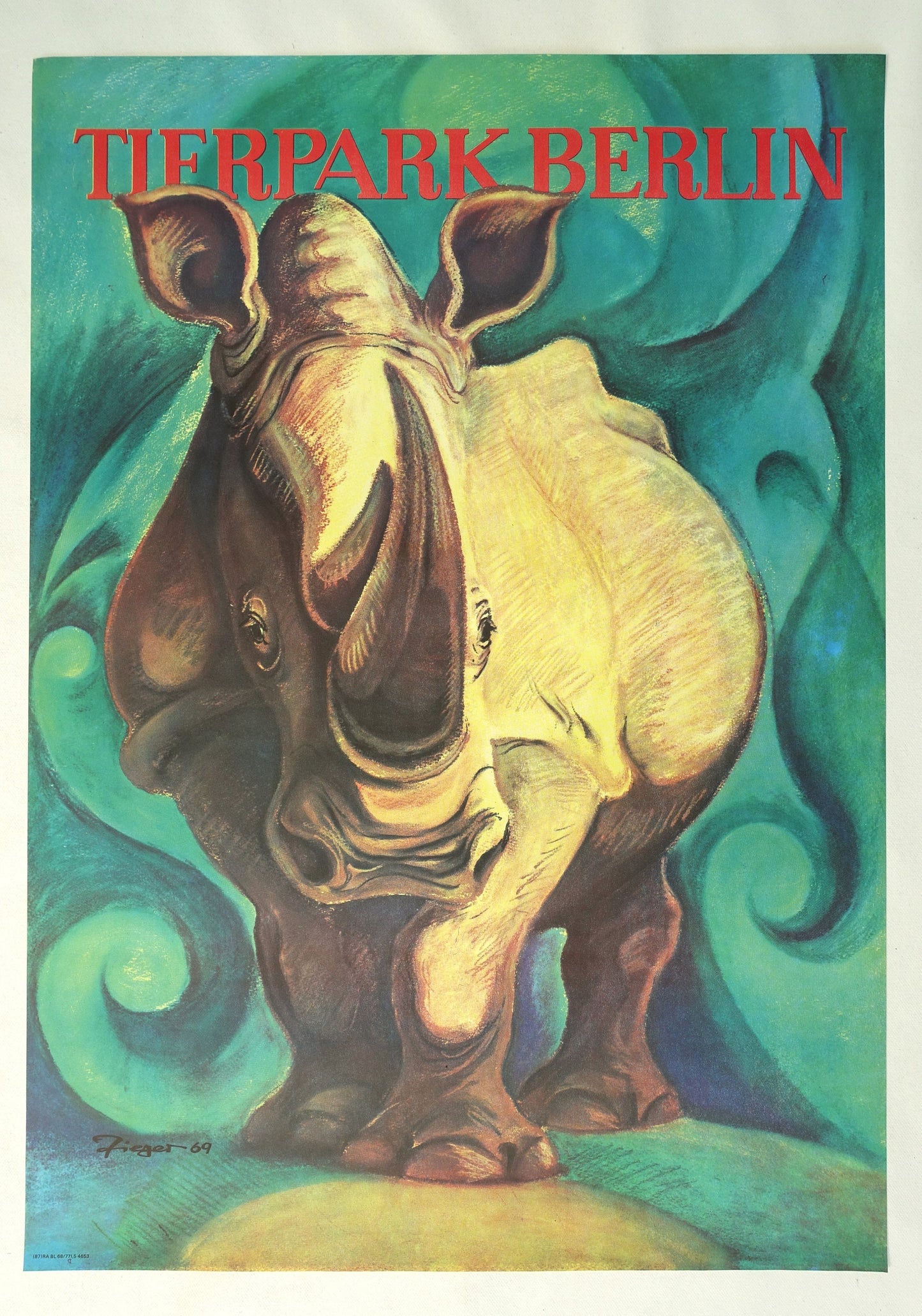 1969 Tierpark Berlin (Rhino) - Original Vintage Poster