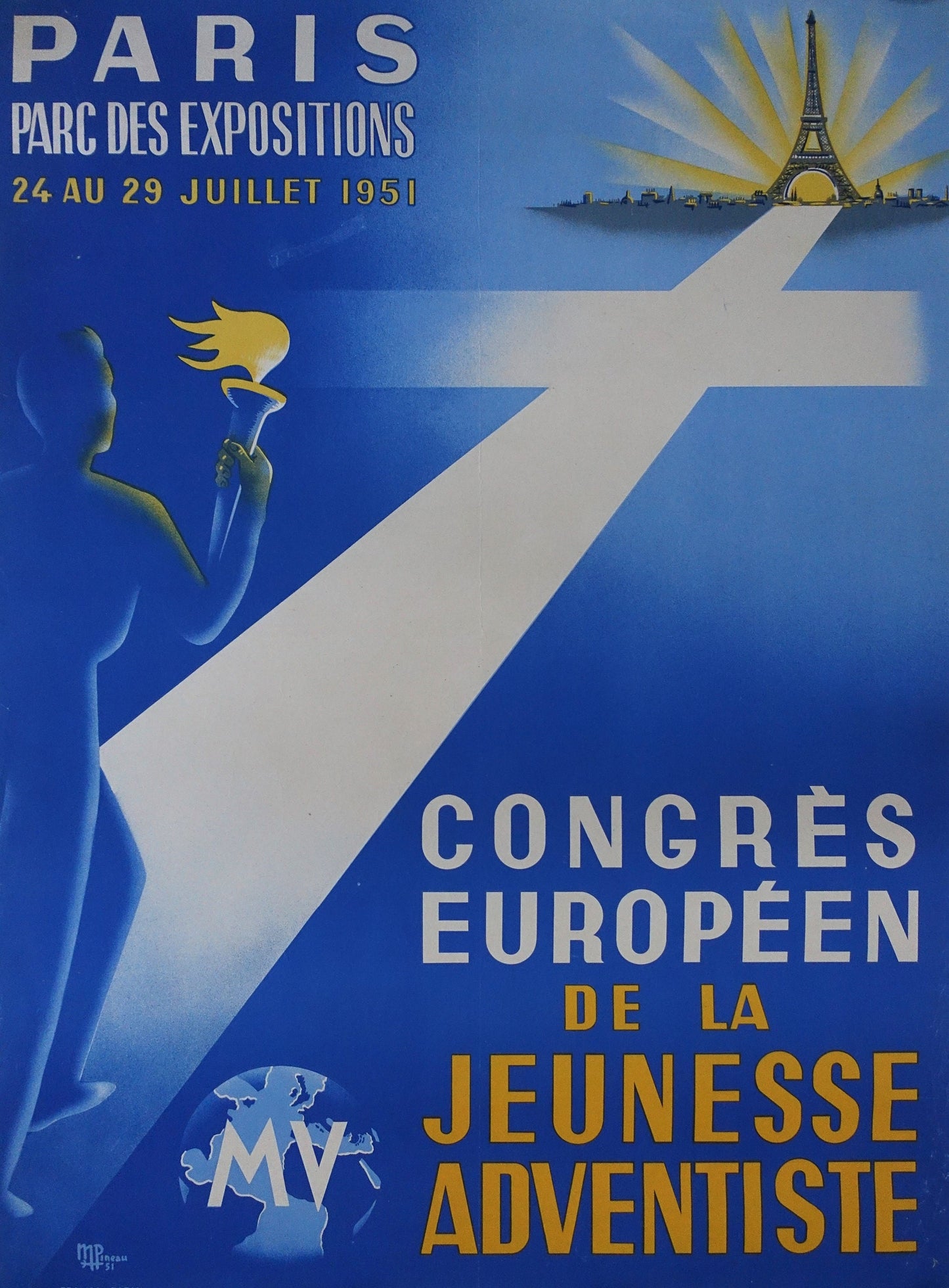 1951 Paris European Youth Congress - Original Vintage Poster