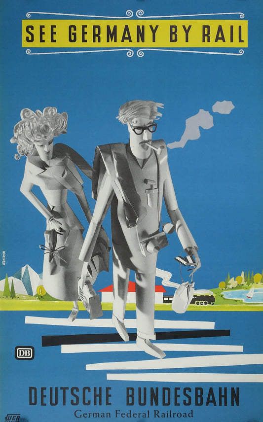 1957 German Railroad Travel Poster - Original Vintage Poster