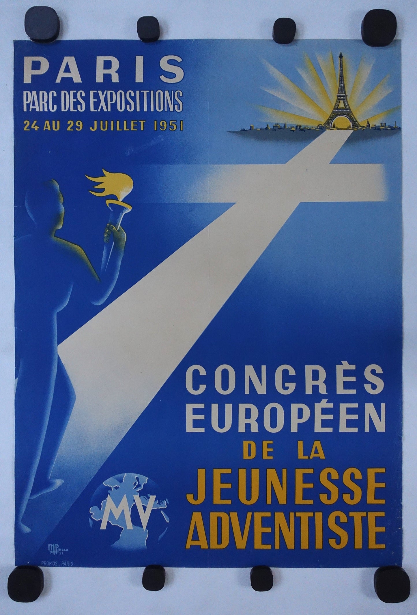 1951 Paris European Youth Congress - Original Vintage Poster