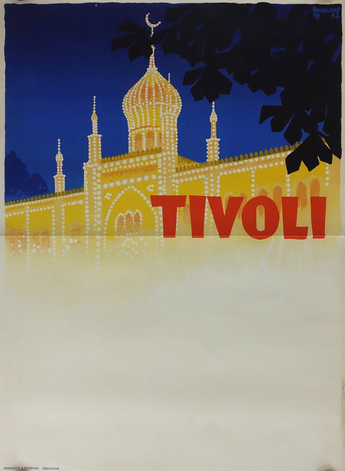 1952 Tivoli Gardens by Bøgelund - Original Vintage poster