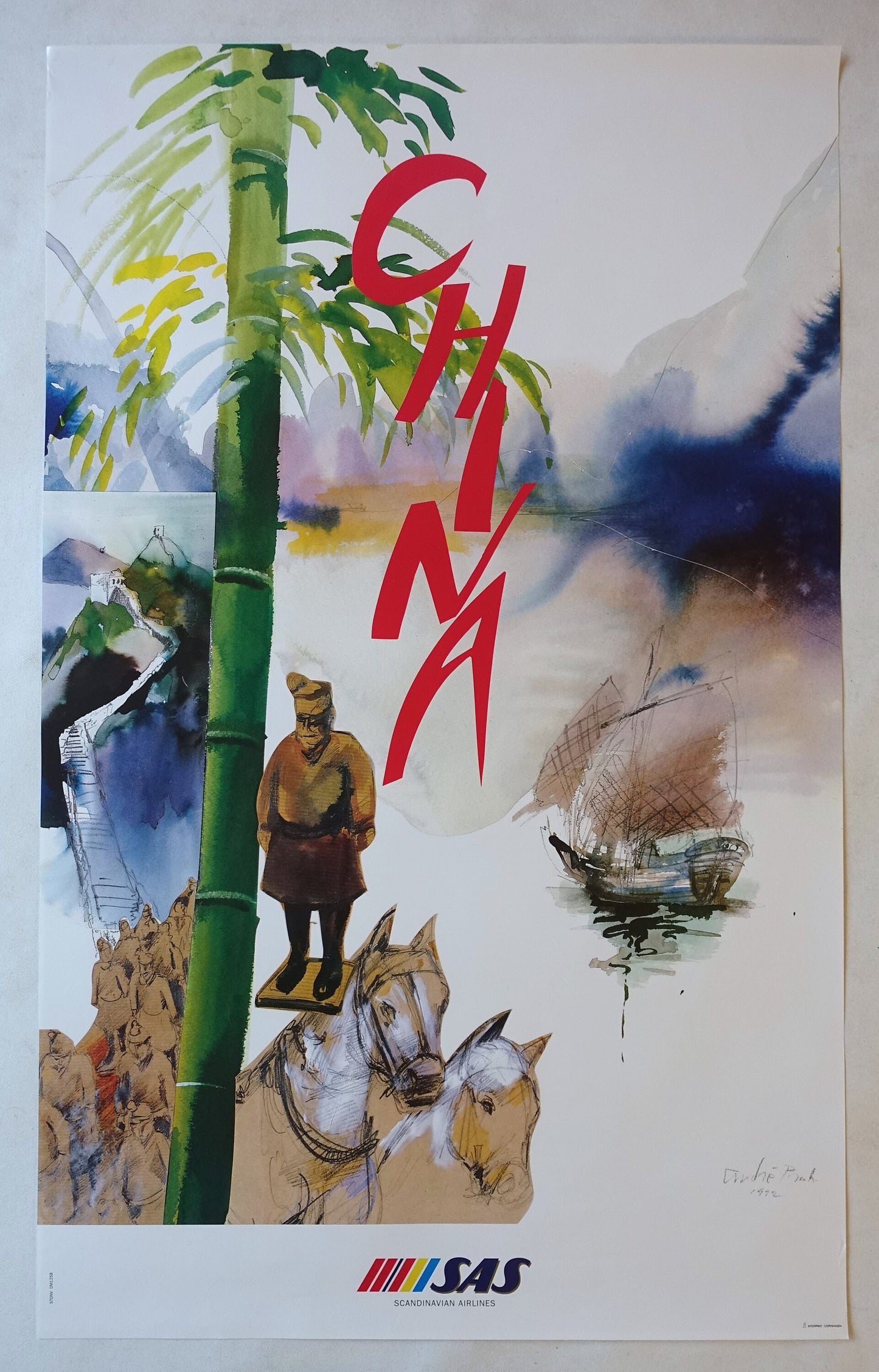 1992 China Travel Poster by SAS - Original Vintage Poster