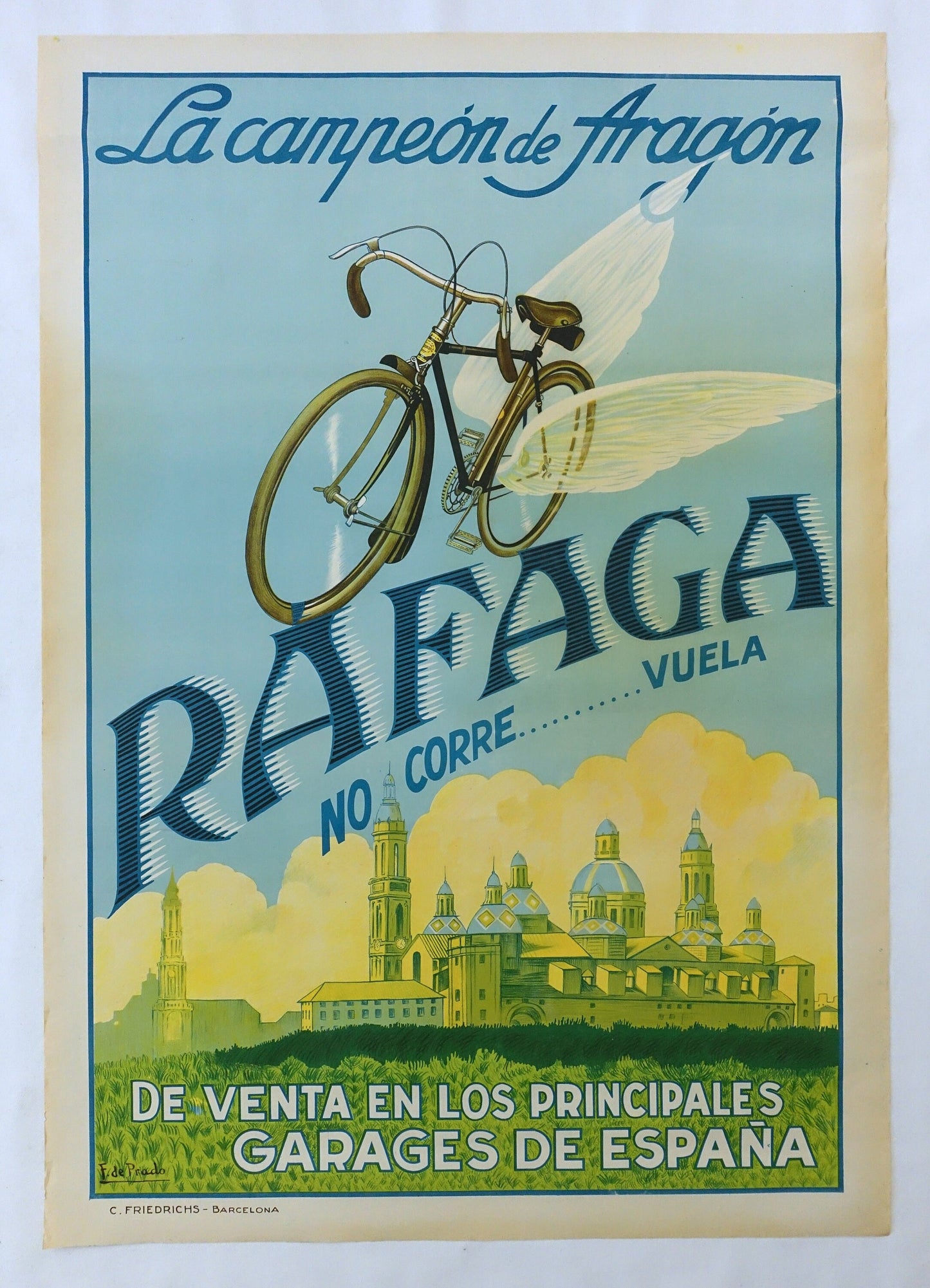 1930s Spanish Bicycle Advertisement Rafaga - Original Vintage Poster
