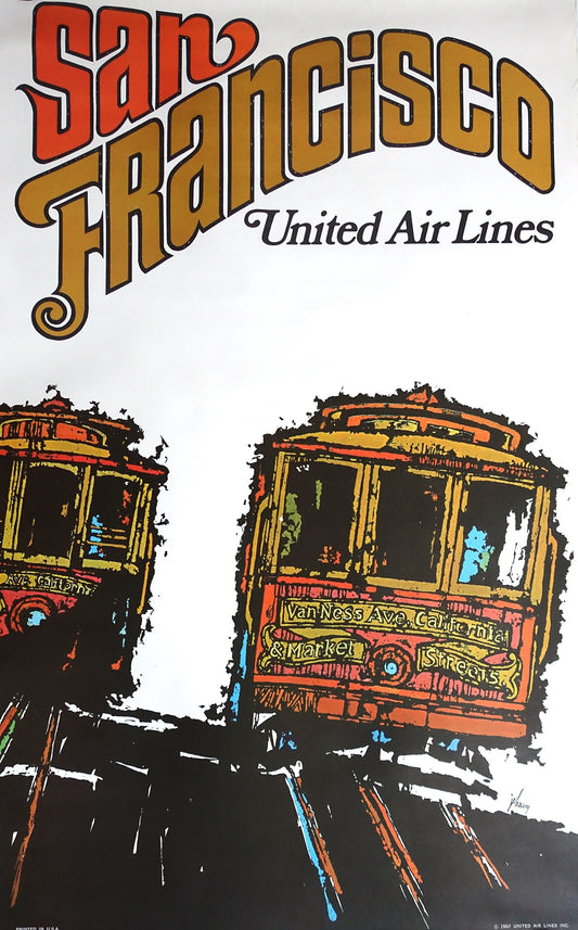 1967 San Francisco United Airlines by James Jebavy - Original Vintage Poster