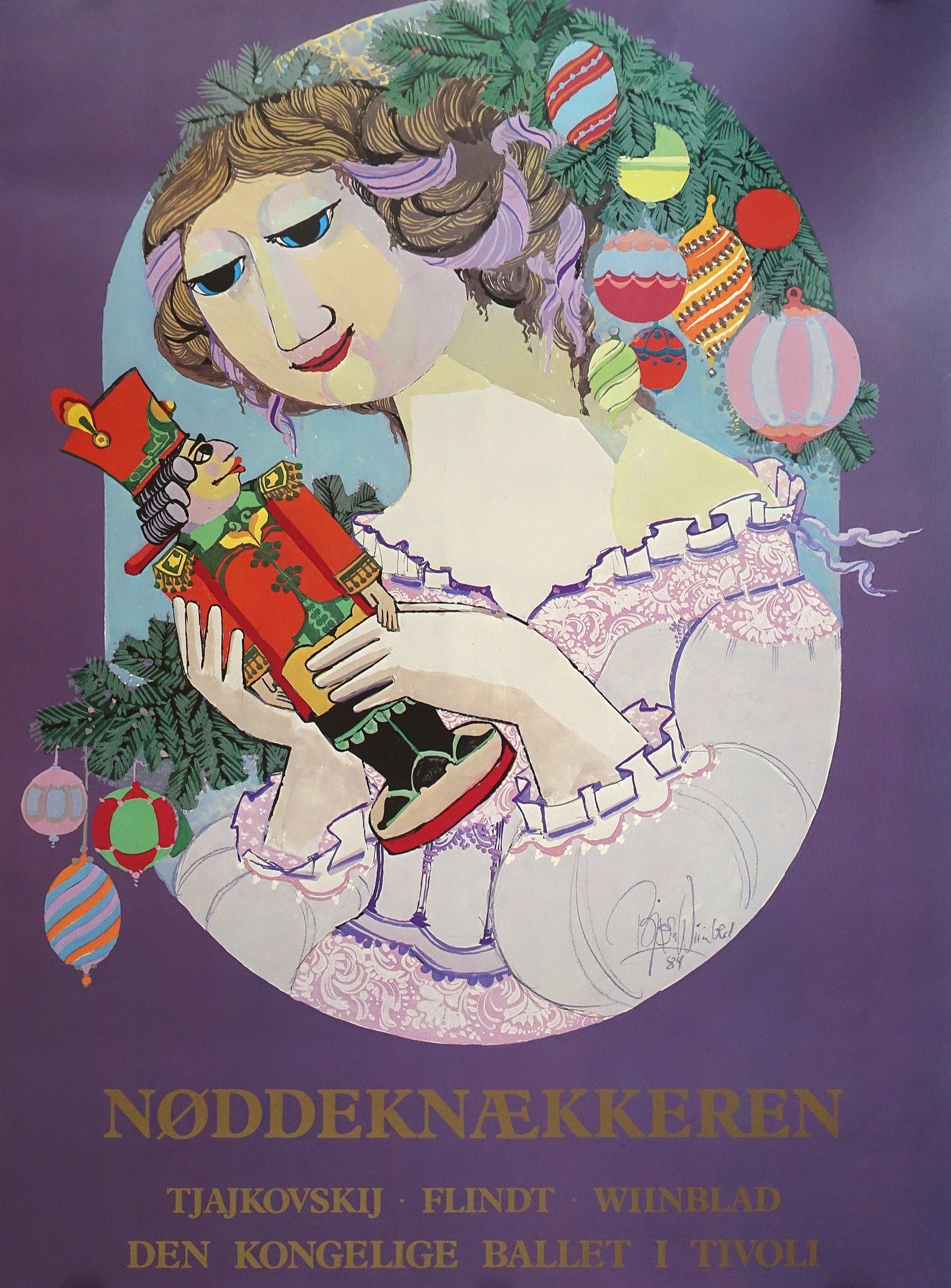 1984 Bjørn Wiinblad Artwork for The Nutcracker and the Royal Danish Ballet in Tivoli - Original Vintage Poster