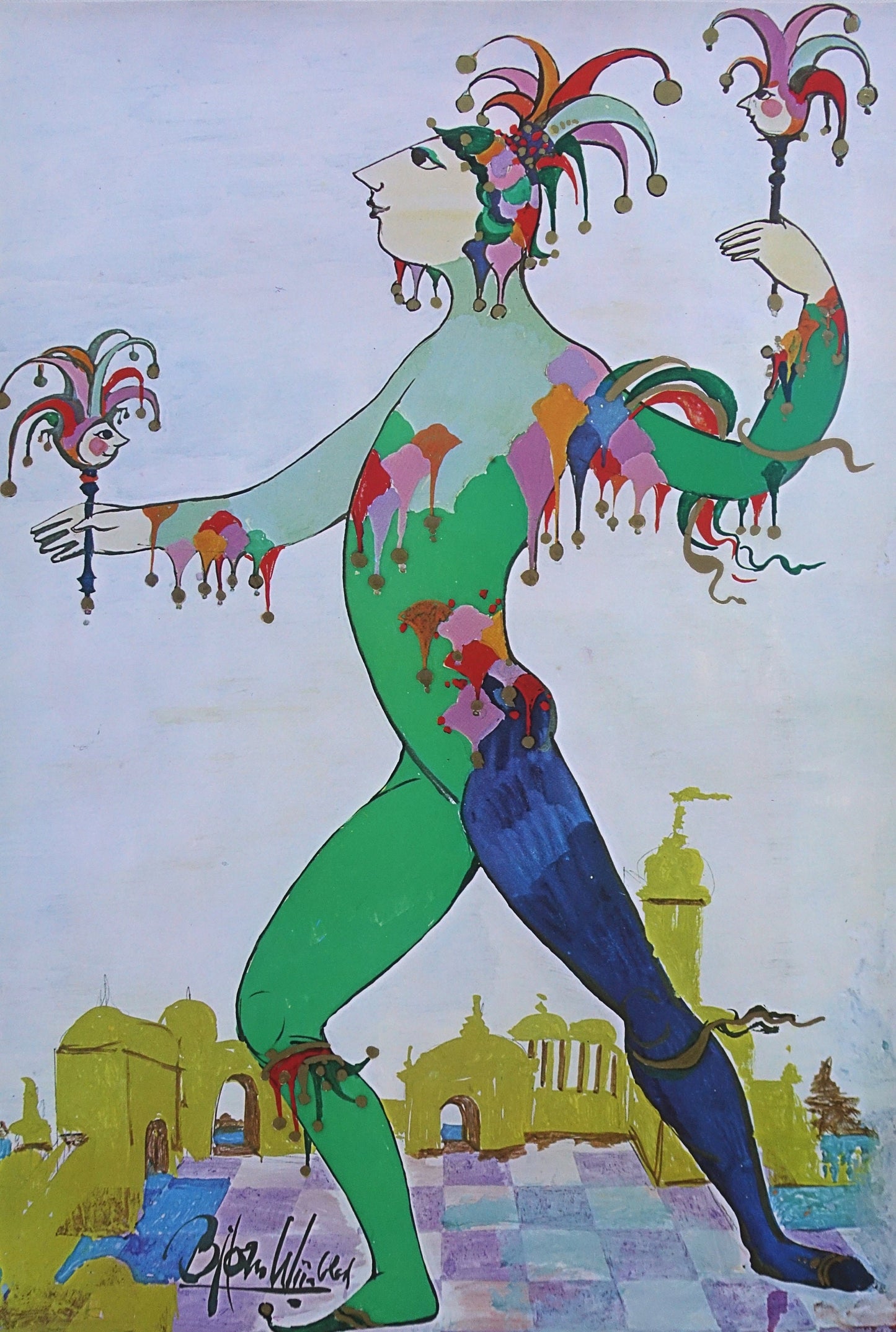 1970s "The Jester" from the Little Mermaid by Bjørn Wiinblad - Original Vintage Poster