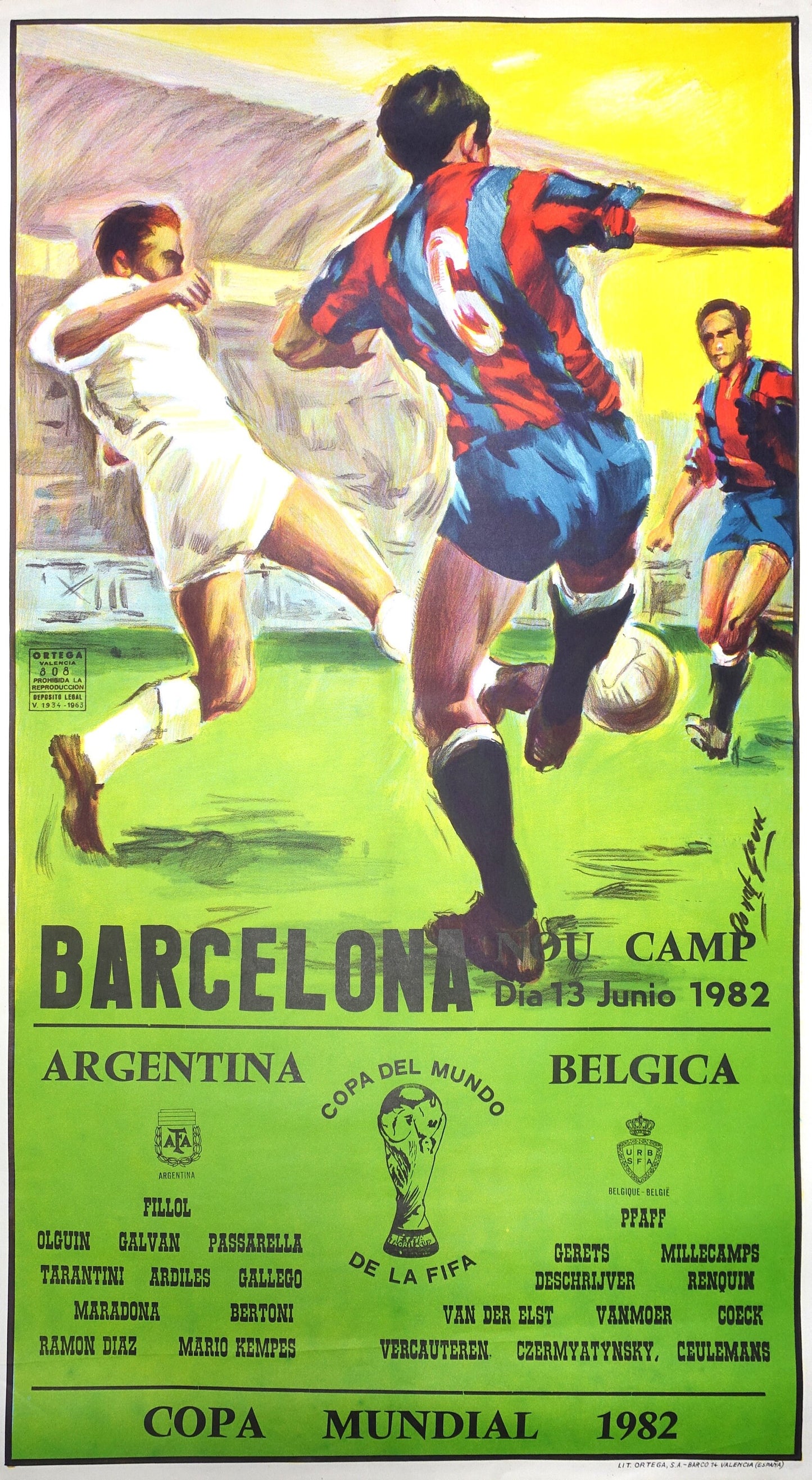 1982 World Cup (Football/Soccer) Argentina - Belgium - Original Vintage Poster