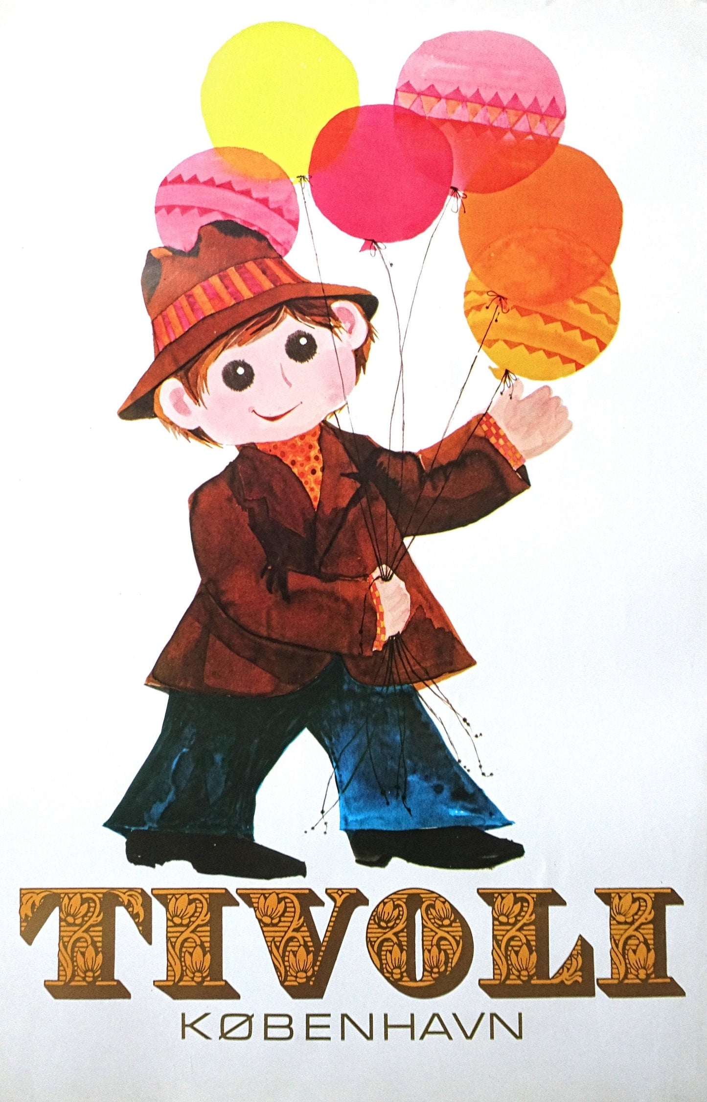 1972 Tivoli Gardens by Richardt Branderup (Balloon man) - Original Vintage Poster
