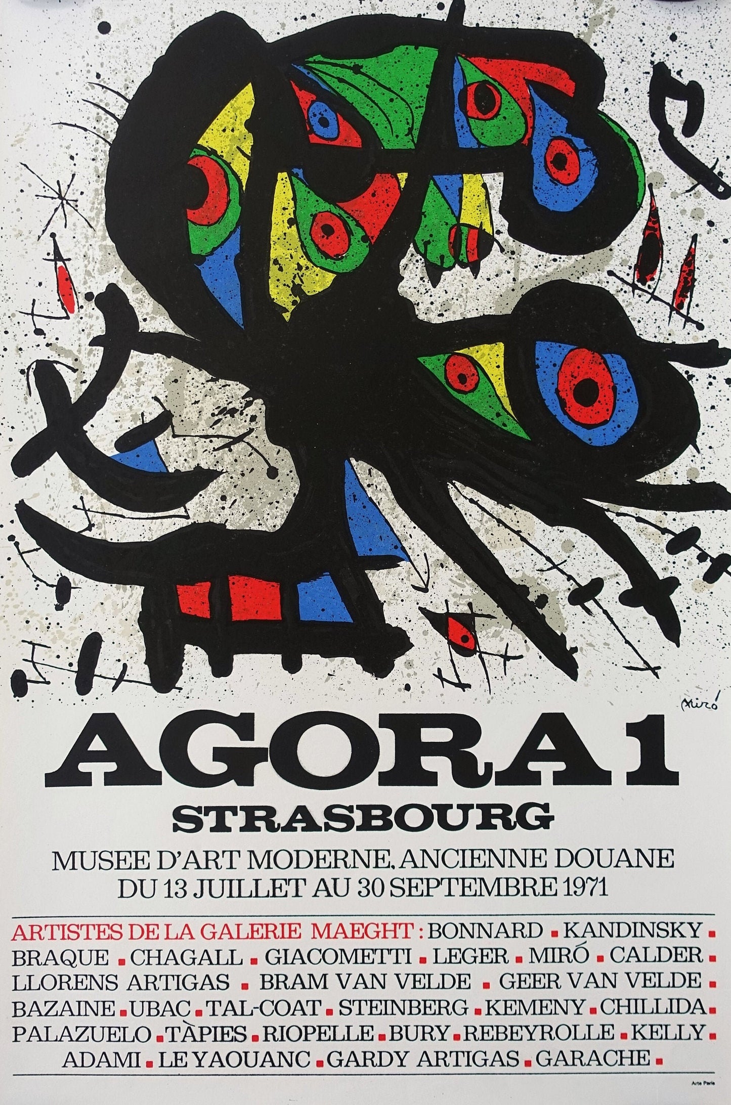 1971 Miro Agora 1 Strasbourg Exhibition Poster - Original Vintage Poster