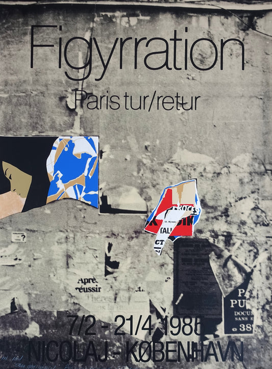 1985 Danish Art Exhibition Poster Figuration in Paris - Original Vintage Poster