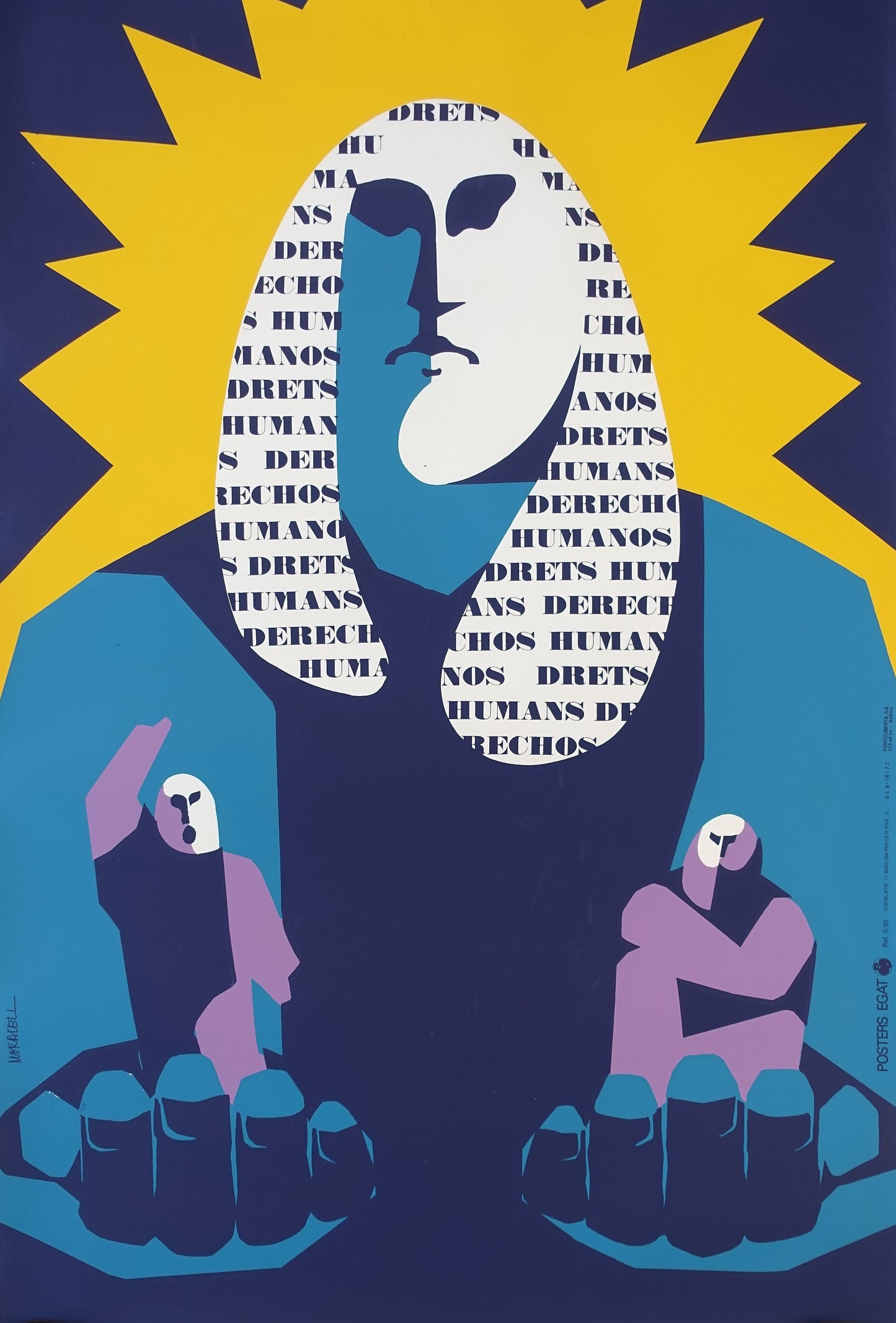 1960s Pop Art Human Rights by Moradell - Original Vintage Poster