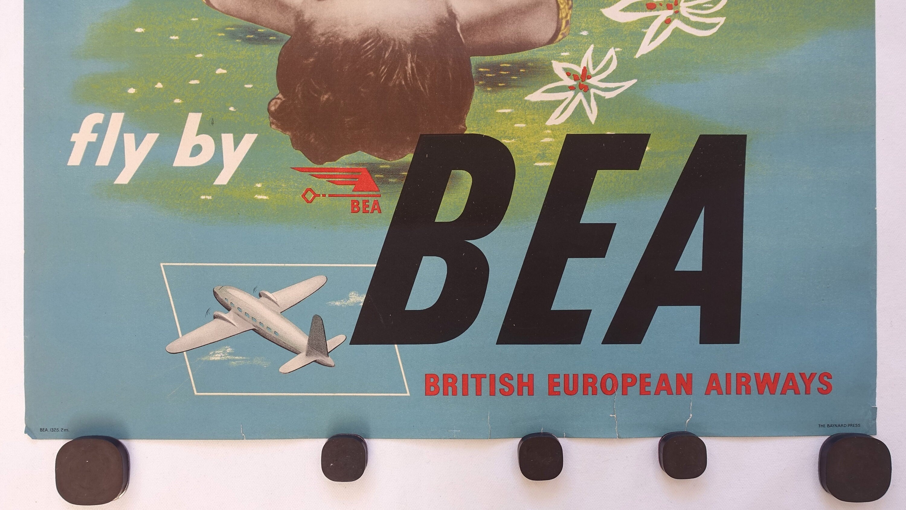 1940s Fly by British European Airways Holiday - Original Vintage Poster