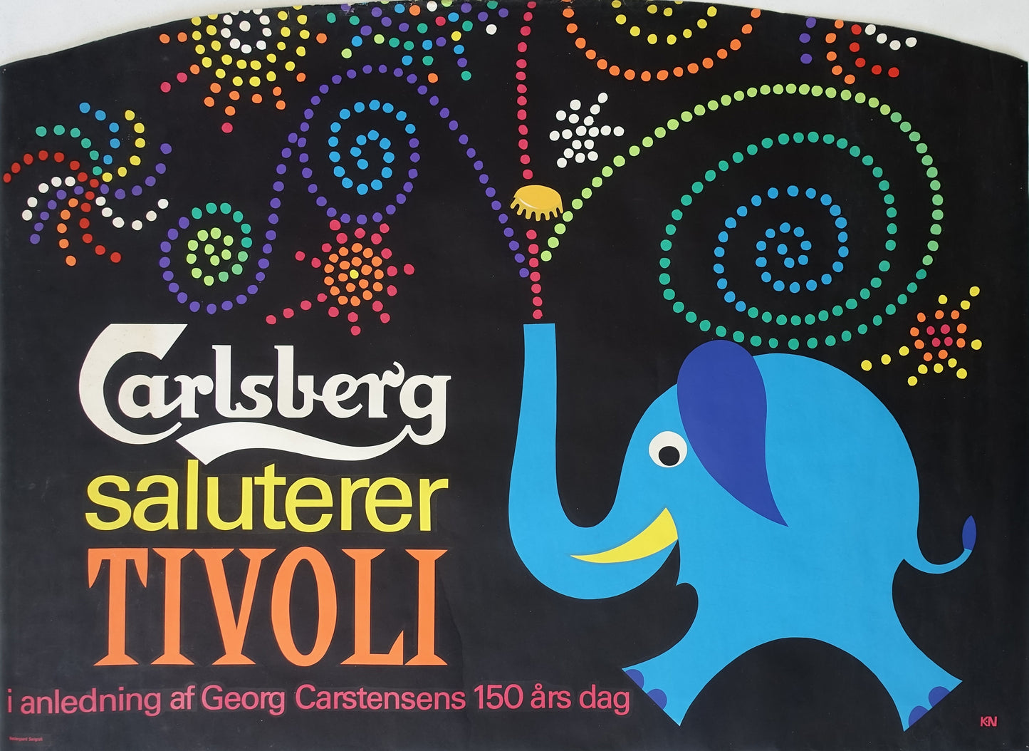 1962 Carlsberg Tivoli Elephant Celebration Poster - Original Vintage Poster