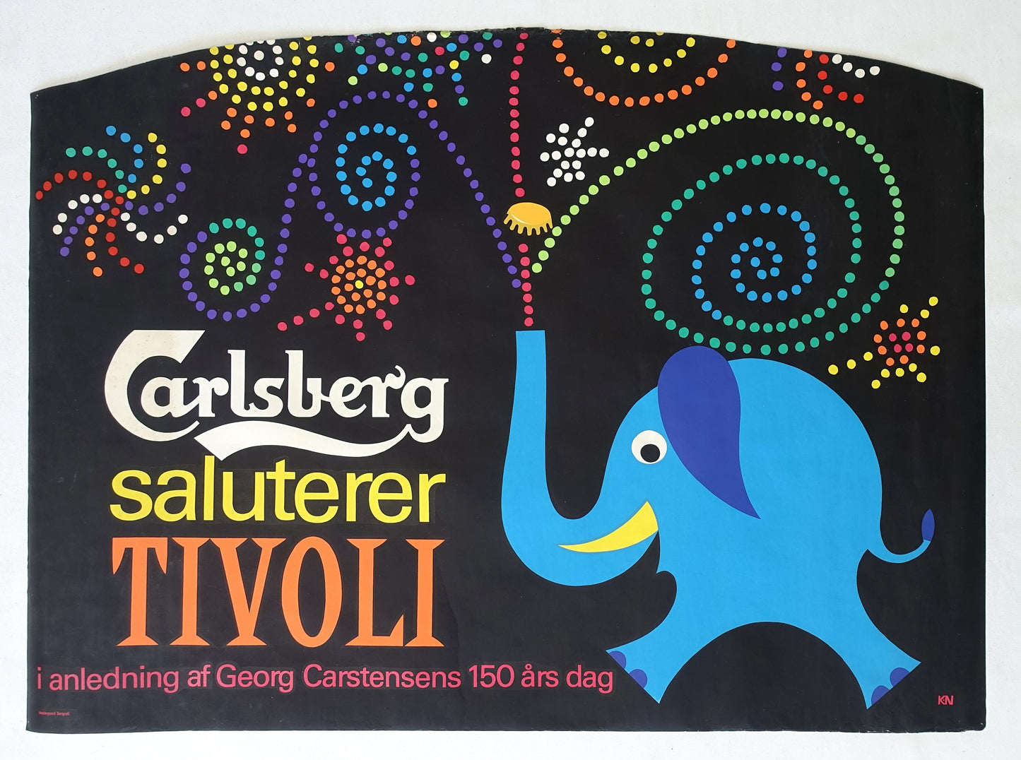 1962 Carlsberg Tivoli Elephant Celebration Poster - Original Vintage Poster