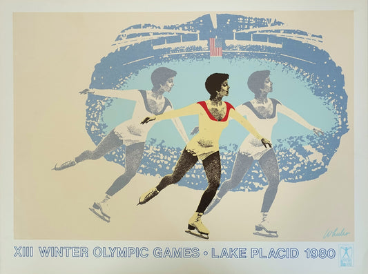 1980 Olympic Winter Games Lake Placid (figure skating) - Original Vintage Poster