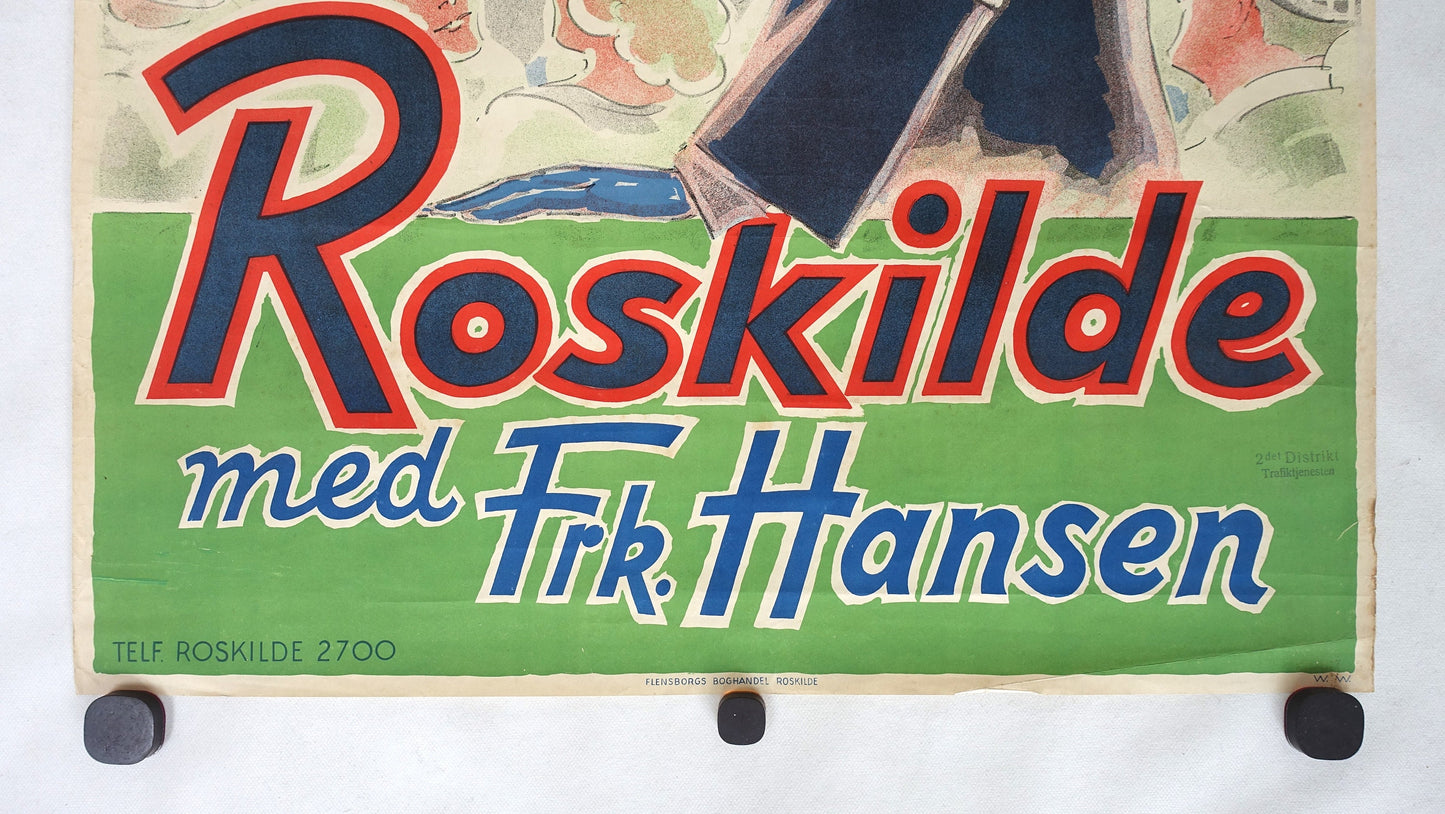 1940s Denmark Roskilde Travel Poster - Original Vintage Poster