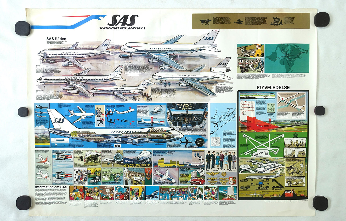1980 Scandinavian Airlines System Graphical Poster  - Original Vintage Poster