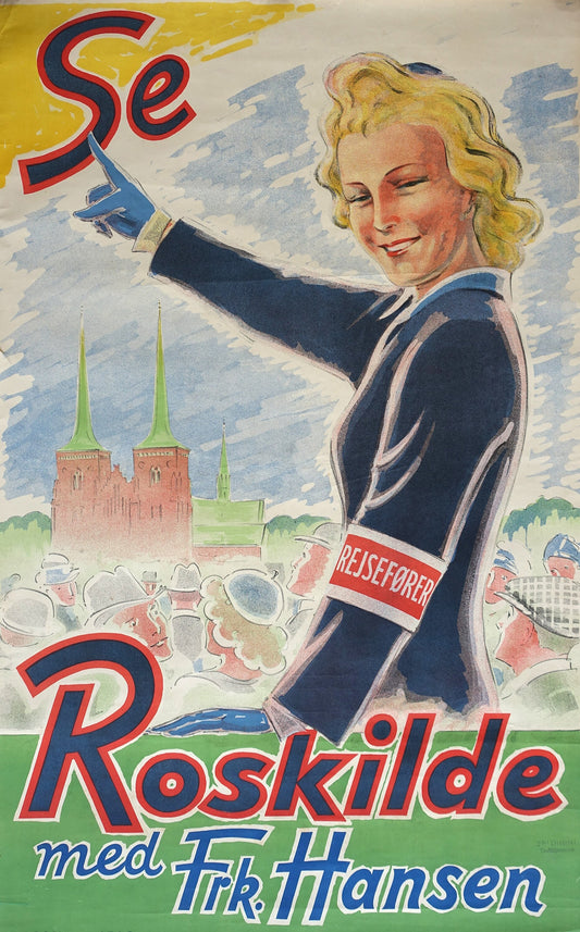 1940s Denmark Roskilde Travel Poster - Original Vintage Poster