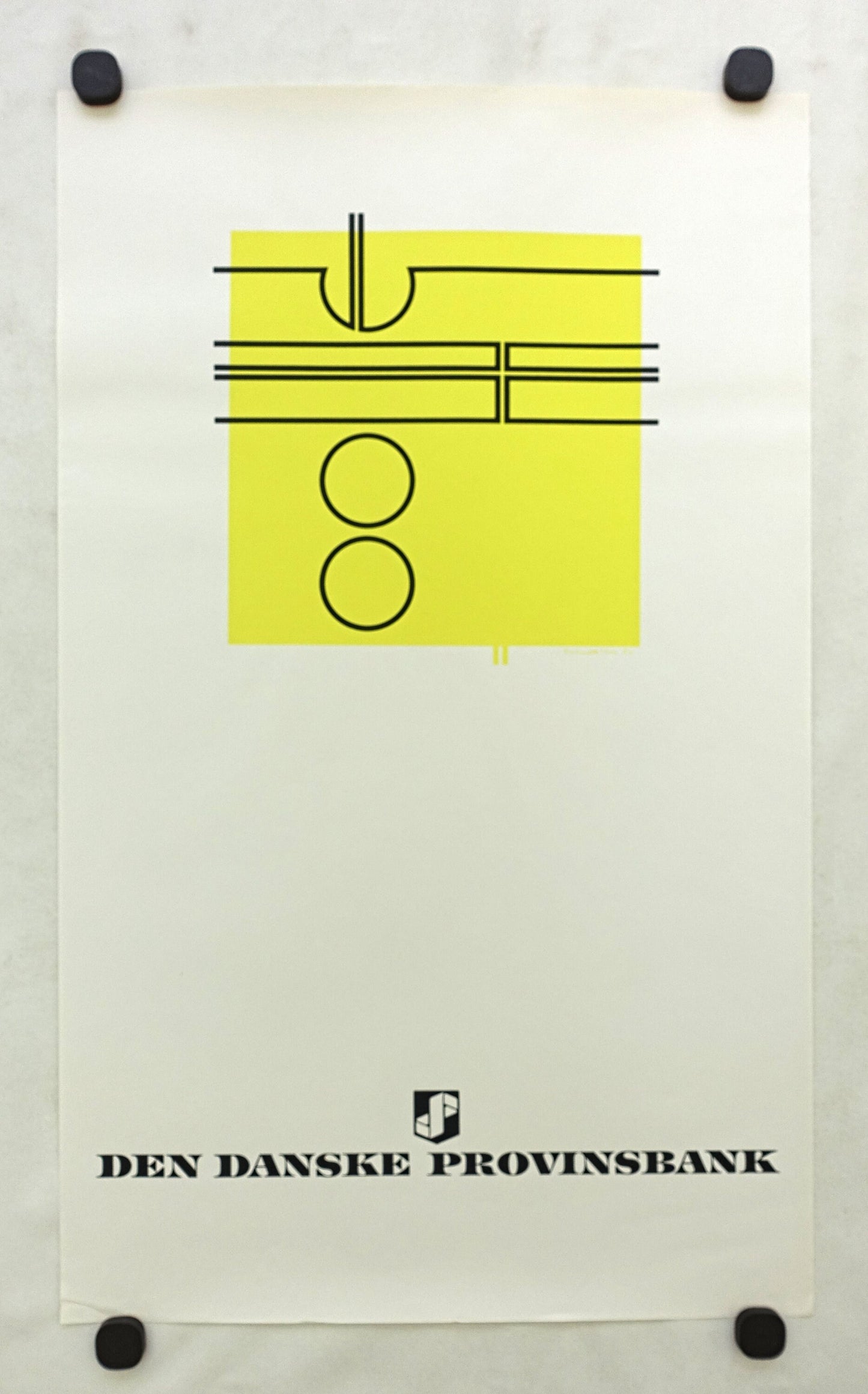 1970 Danish Modern Art (Yellow) by Ole Schwalbe - Original Vintage Poster