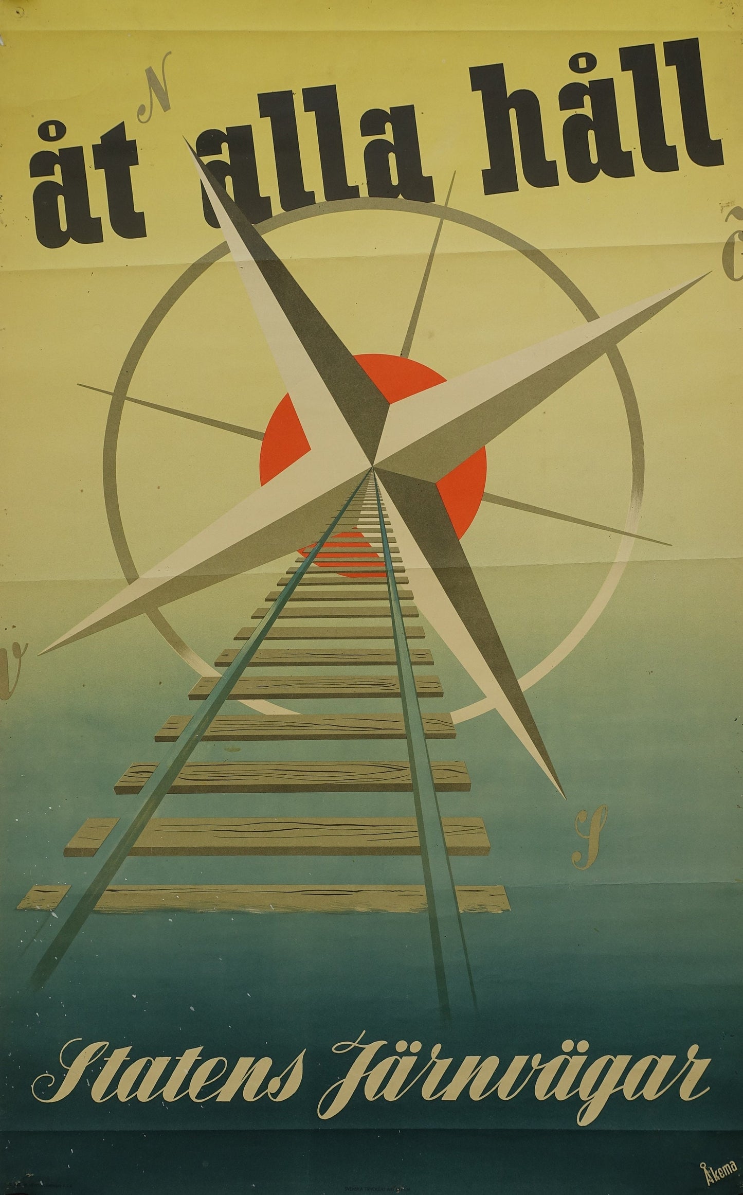 1950s Swedish State Railways - Original Vintage Poster
