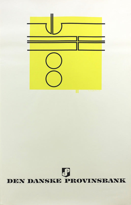 1970 Danish Modern Art (Yellow) by Ole Schwalbe - Original Vintage Poster