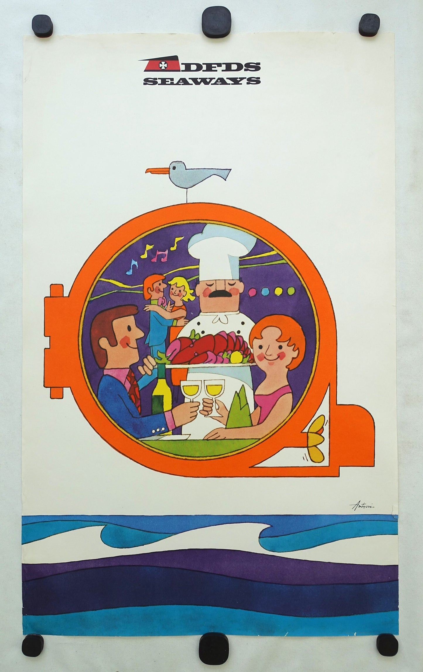1960s Ib Antoni Advertisement for DFDS Seaways (Dining) - Original Vintage Poster