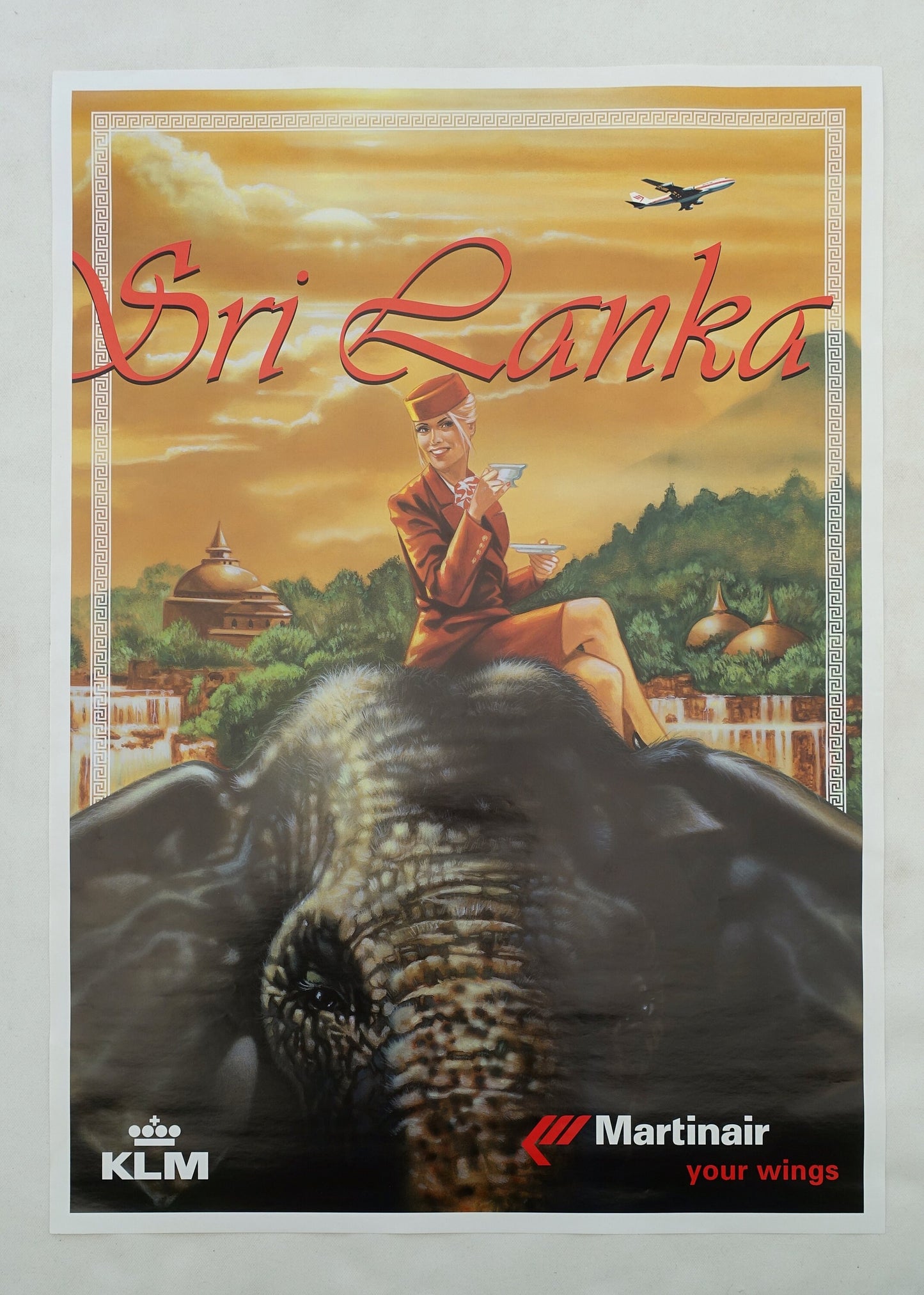 1970 Sri Lanka KLM Martinair Travel Poster - Original Vintage Poster