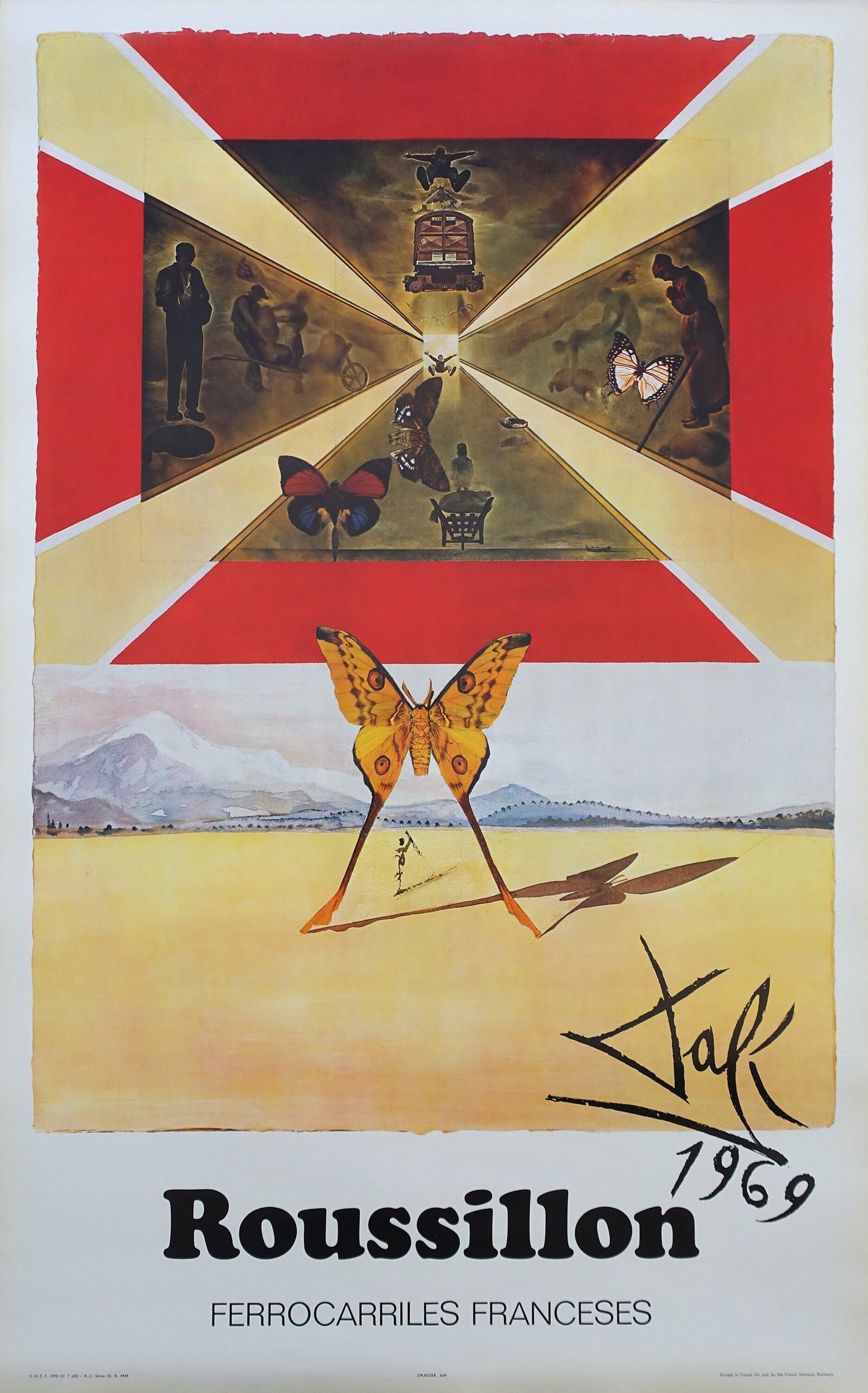 1970 Salvador Dalí - Advertisement for SNCF French National Railways (Rousillon) - Original Vintage Poster