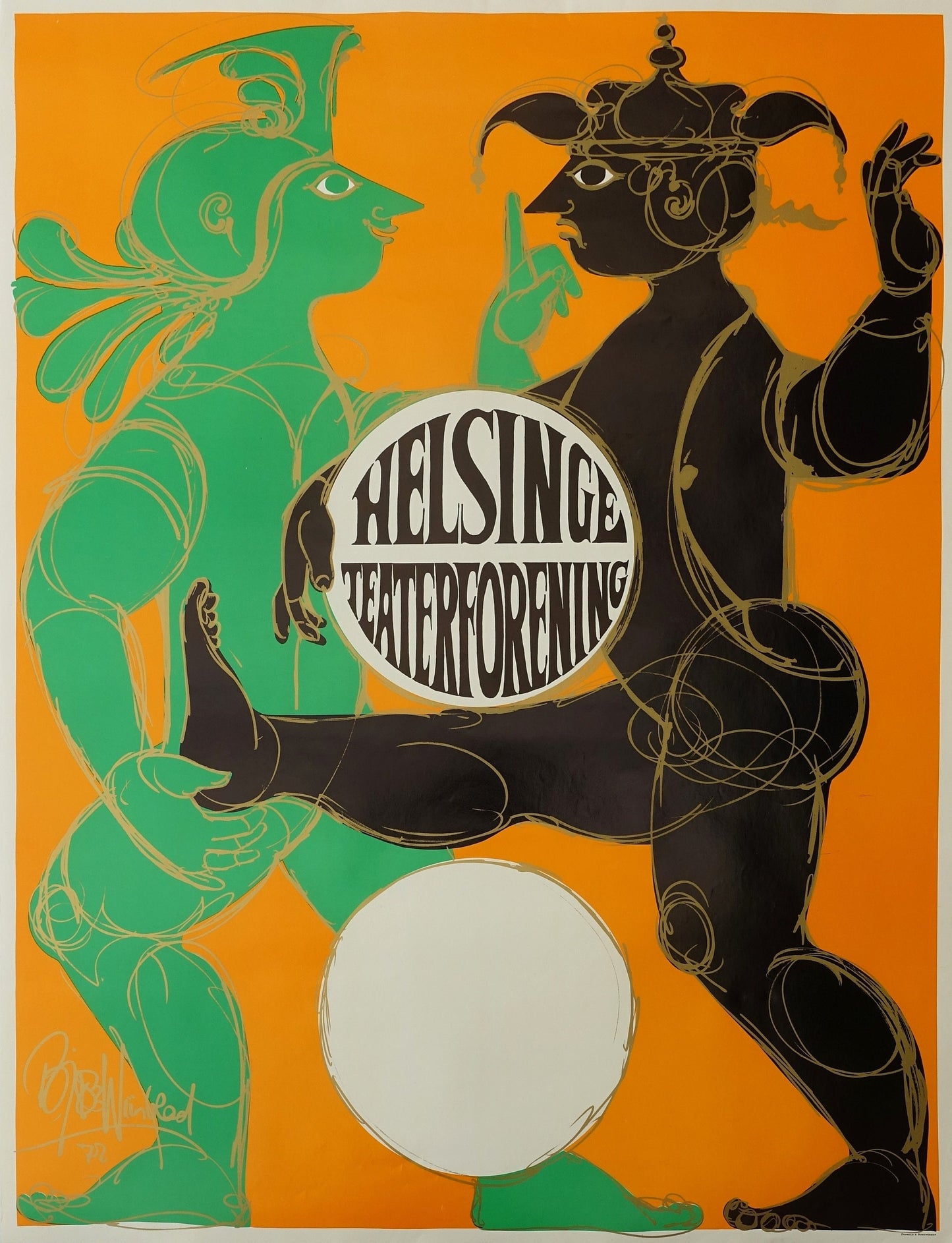 1972 Bjørn Wiinblad's The Elsinore Theatre Society - Original Vintage Poster