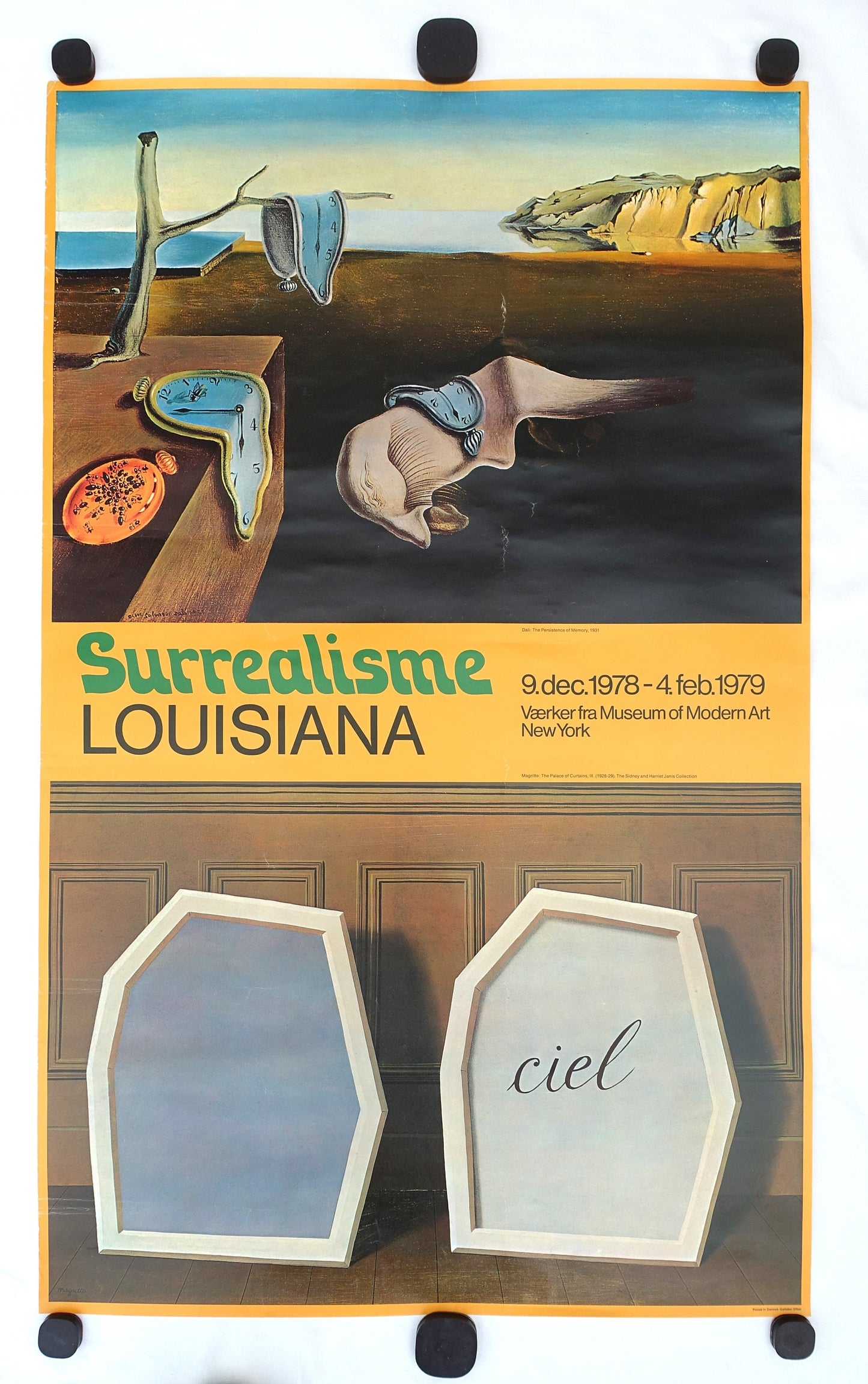 1978 Dali & Magritte Surealism at Louisiana Museum of Modern Art - Original Vintage Poster