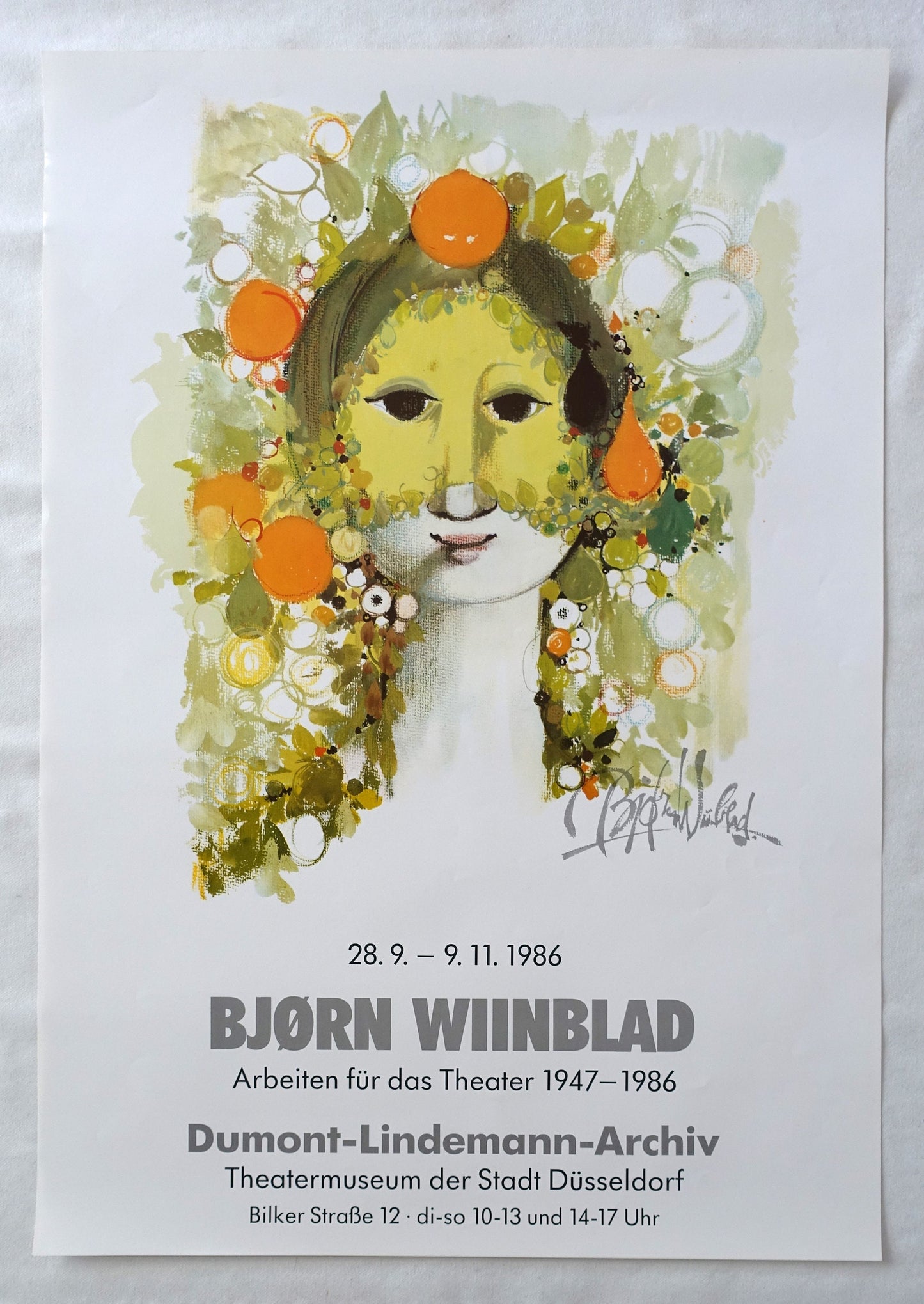 1986 Wiinblad Theater Exhibition Poster Düsseldorf - Original Vintage Poster