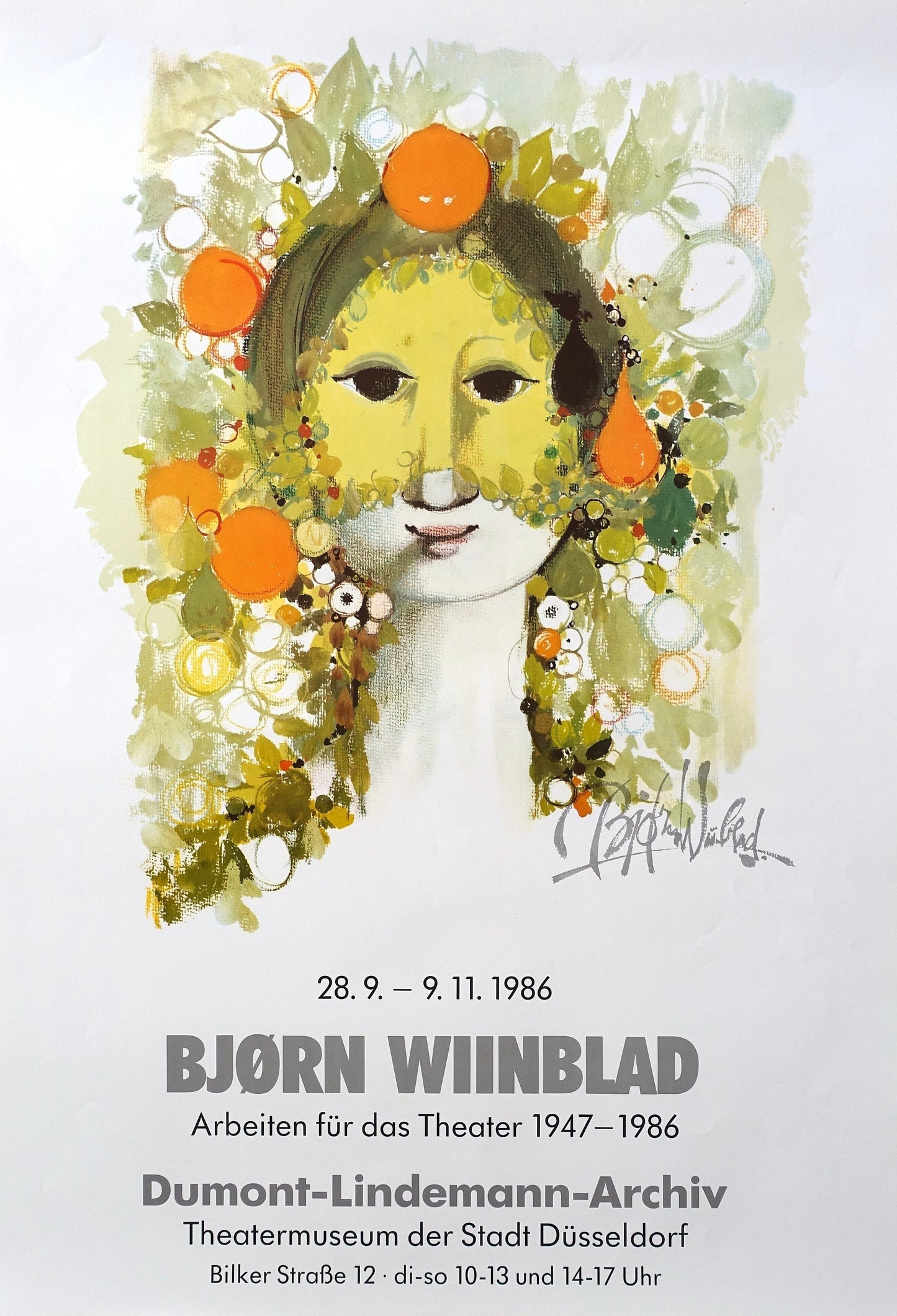 1986 Wiinblad Theater Exhibition Poster Düsseldorf - Original Vintage Poster