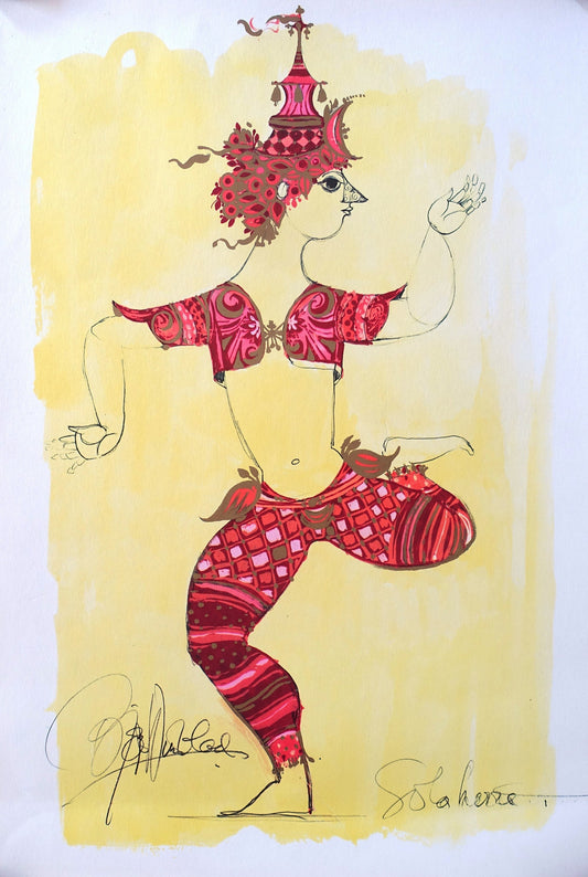 1968 Siamese Dancer by Bjørn Wiinblad II - Original Vintage Poster