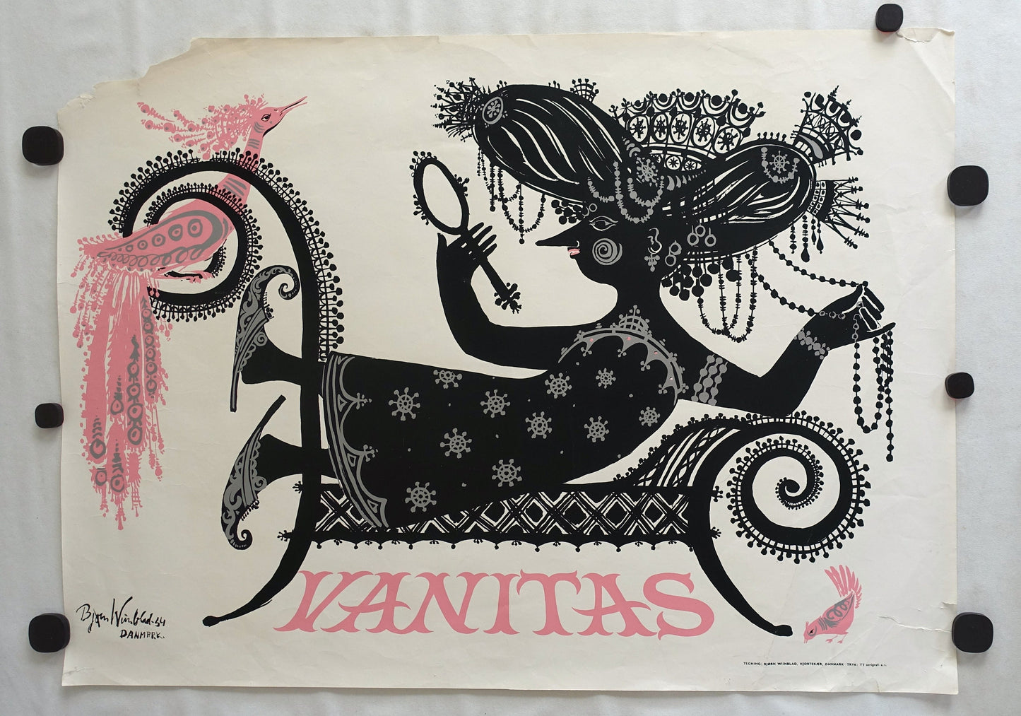 1954 Wiinblad Vanitas (Pink Version) - Original Vintage Poster