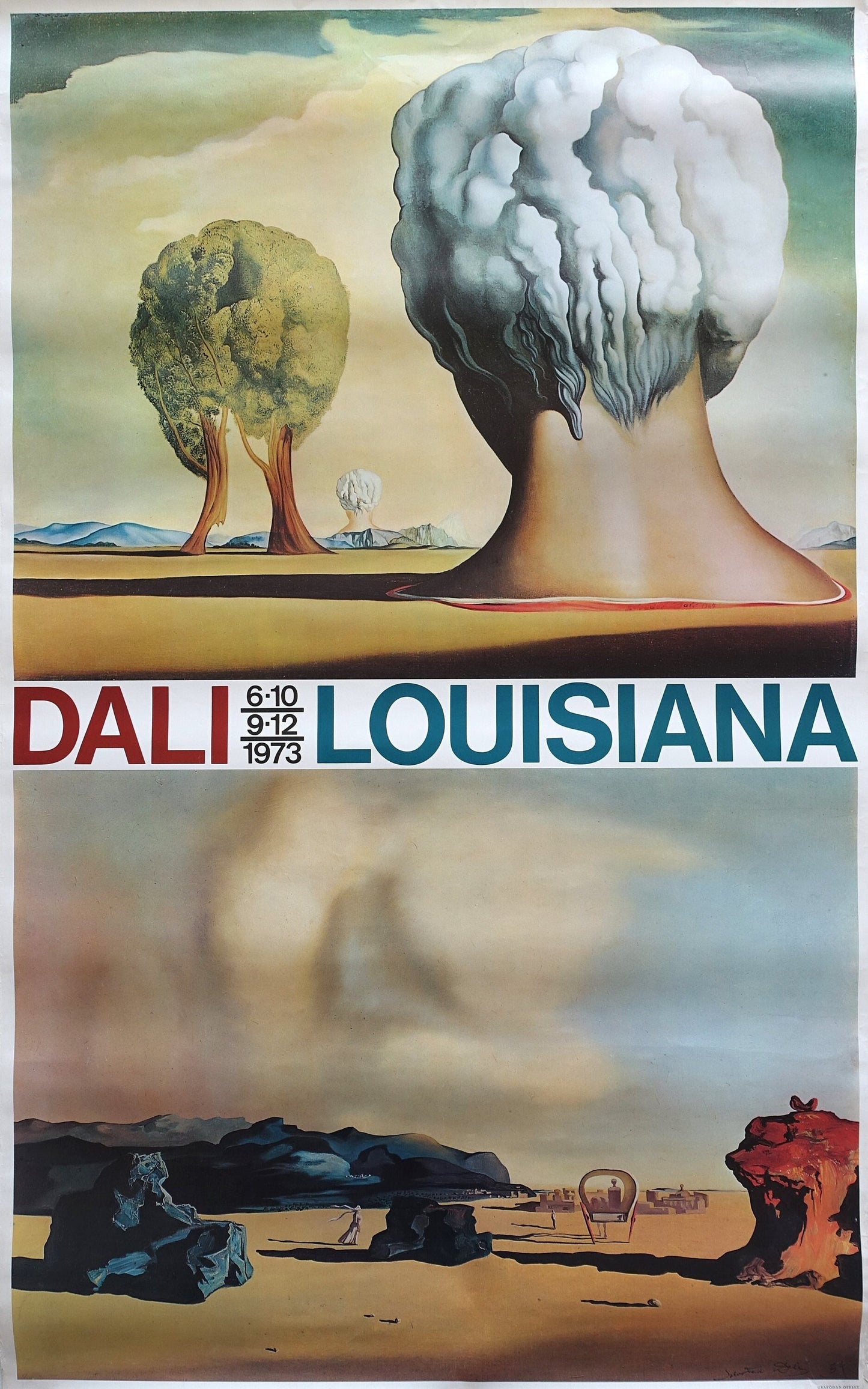 1973 Salvador Dalí - Exhibition on Louisiana Museum, Denmark - Original Vintage Poster