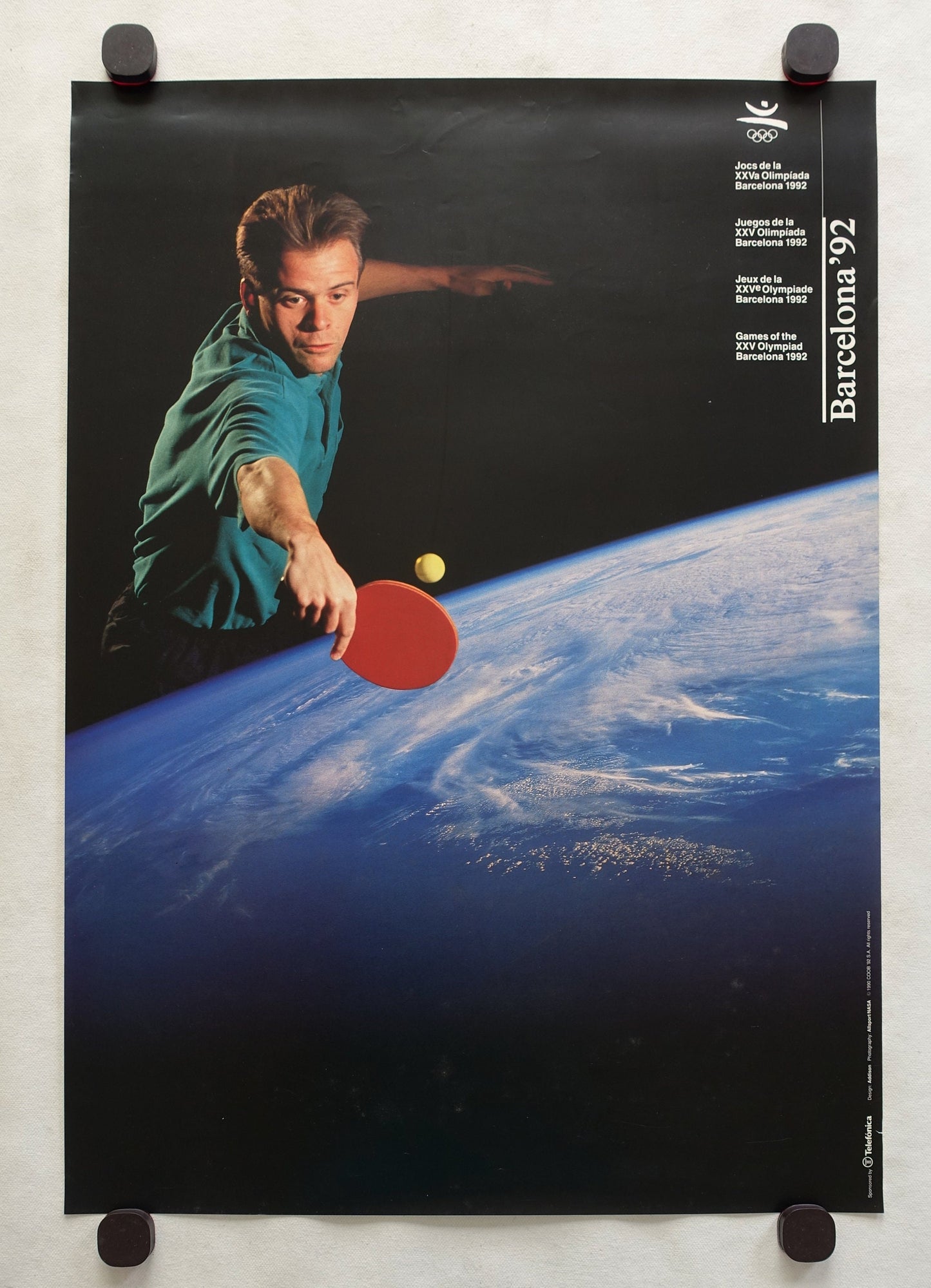 1992 Summer Olympic Games Barcelona Table Tennis - Original Vintage Poster