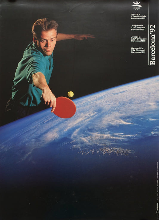 1992 Summer Olympic Games Barcelona Table Tennis - Original Vintage Poster