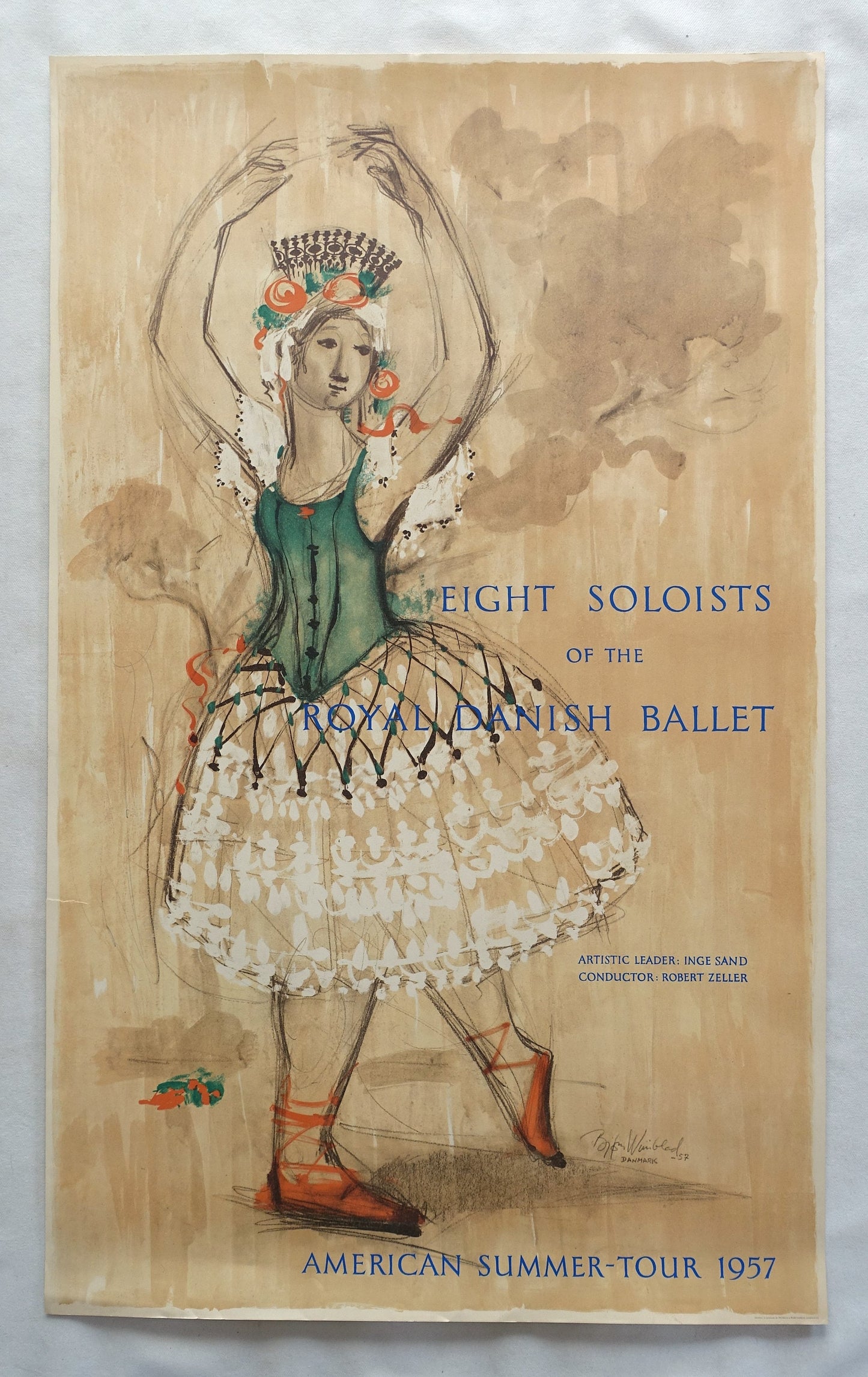 1957 Wiinblad Royal Danish Ballet (text version) - Original Vintage Poster