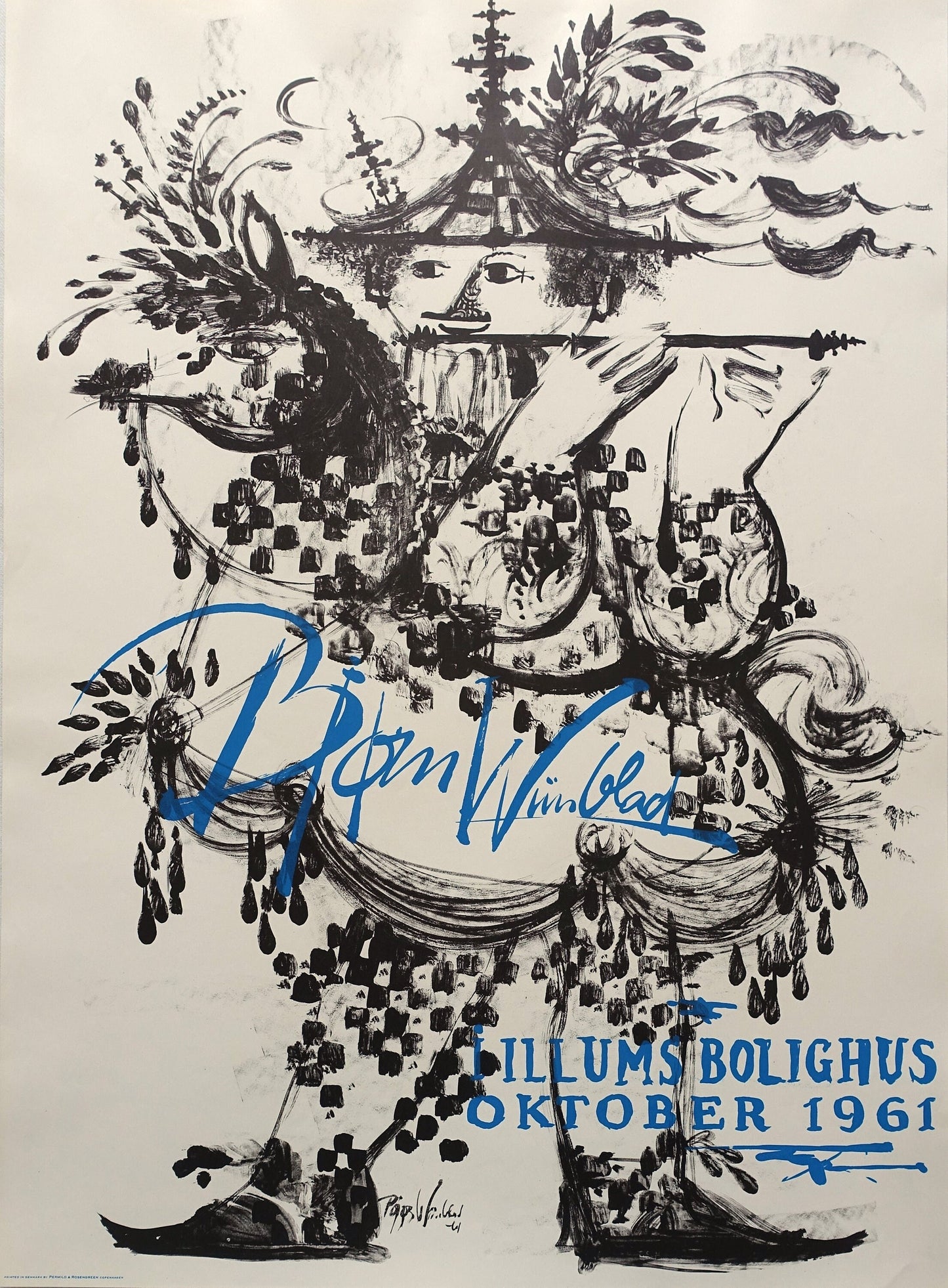 1961 Wiinblad Illum Exhibition - Original Vintage Poster