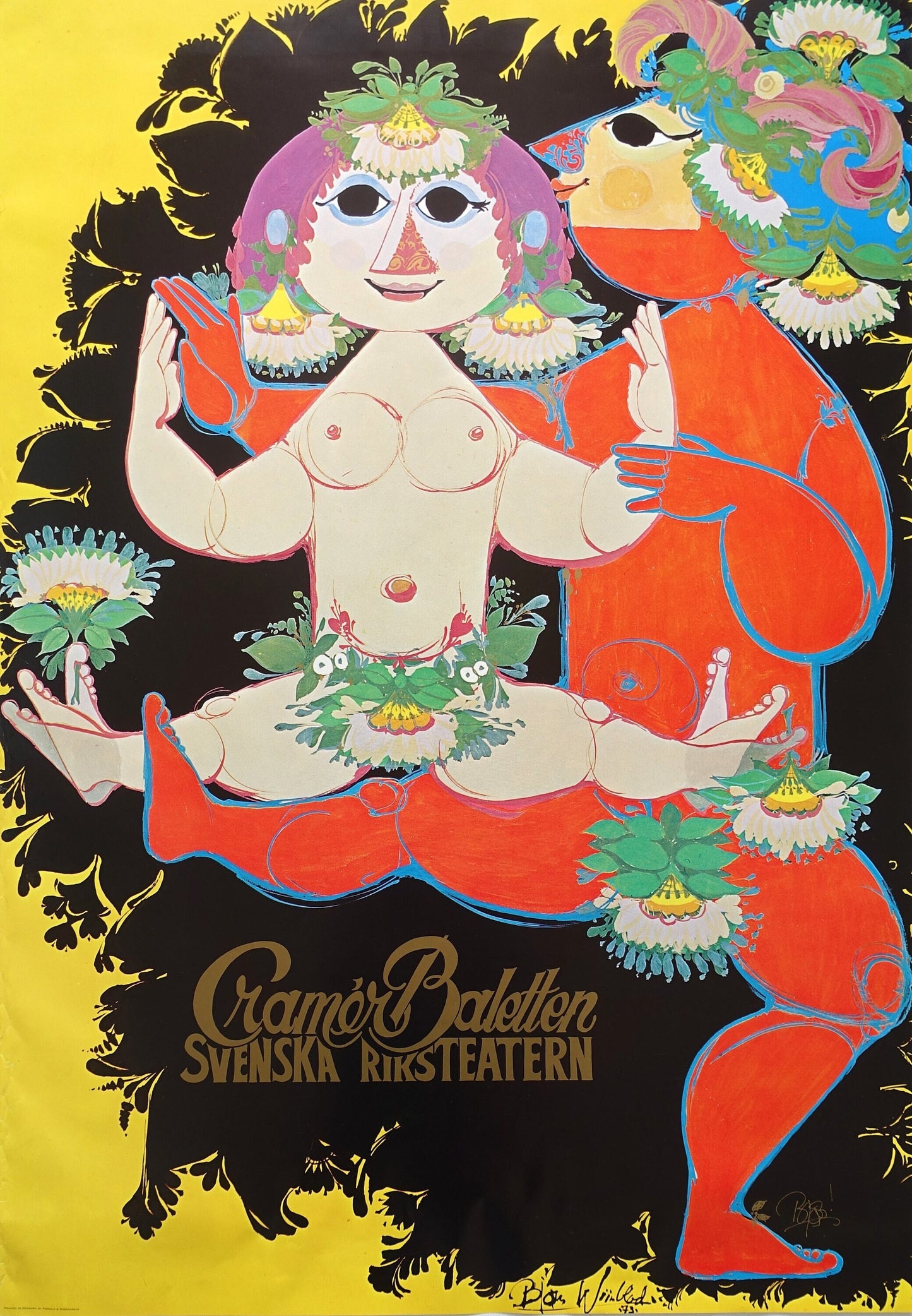 1973 Wiinblad Ballet Poster (Cramér Baletten) - Original Vintage Poster