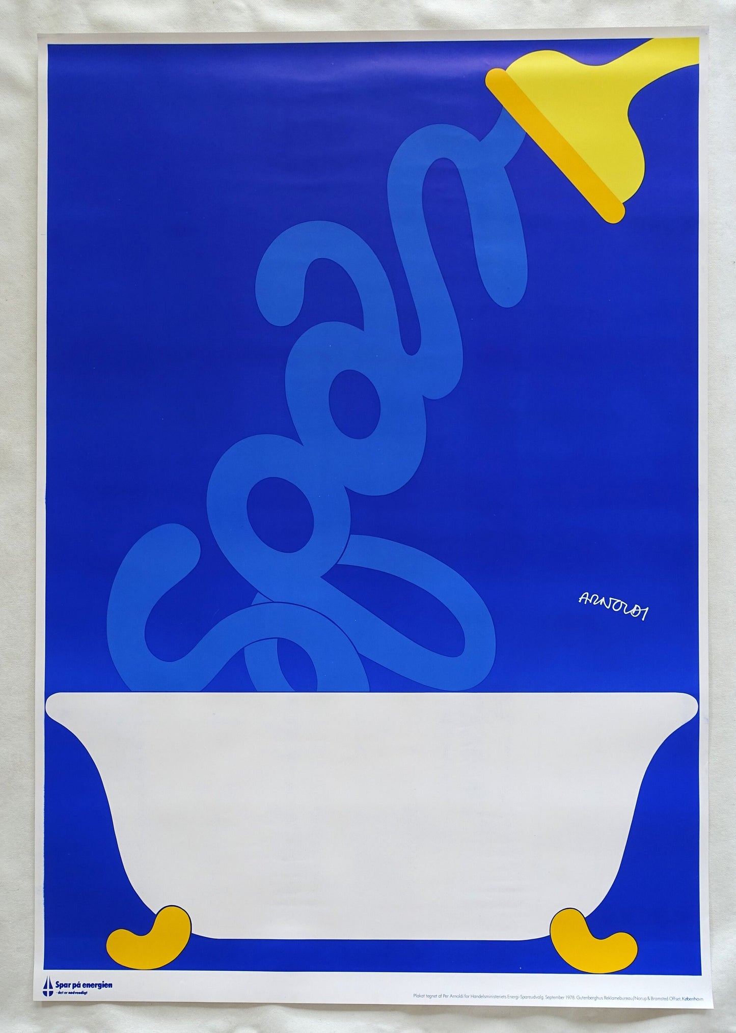 1978 Save Energy Campaign by Per Arnoldi (shower) - Original Vintage Poster