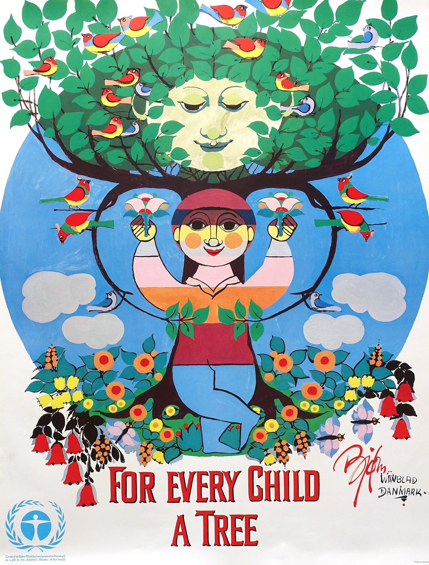 1986 Wiinblad For Every Child a Tree - Original Vintage Poster