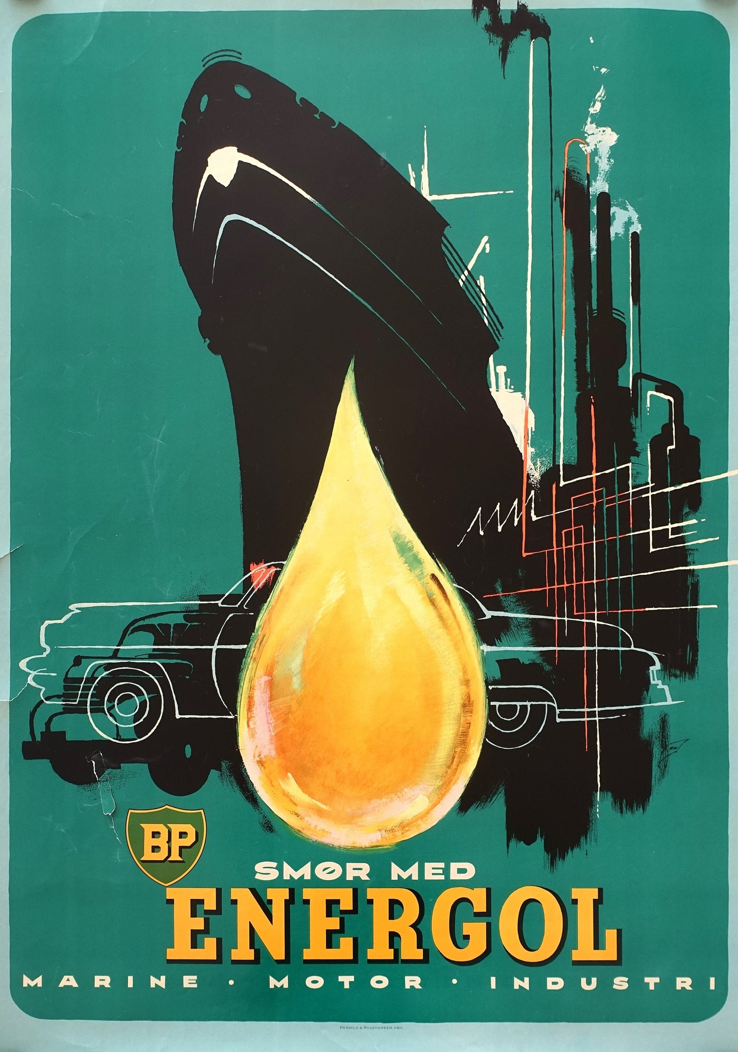 1950s BP Energol Oil by Otto Nielsen - Original Vintage Poster