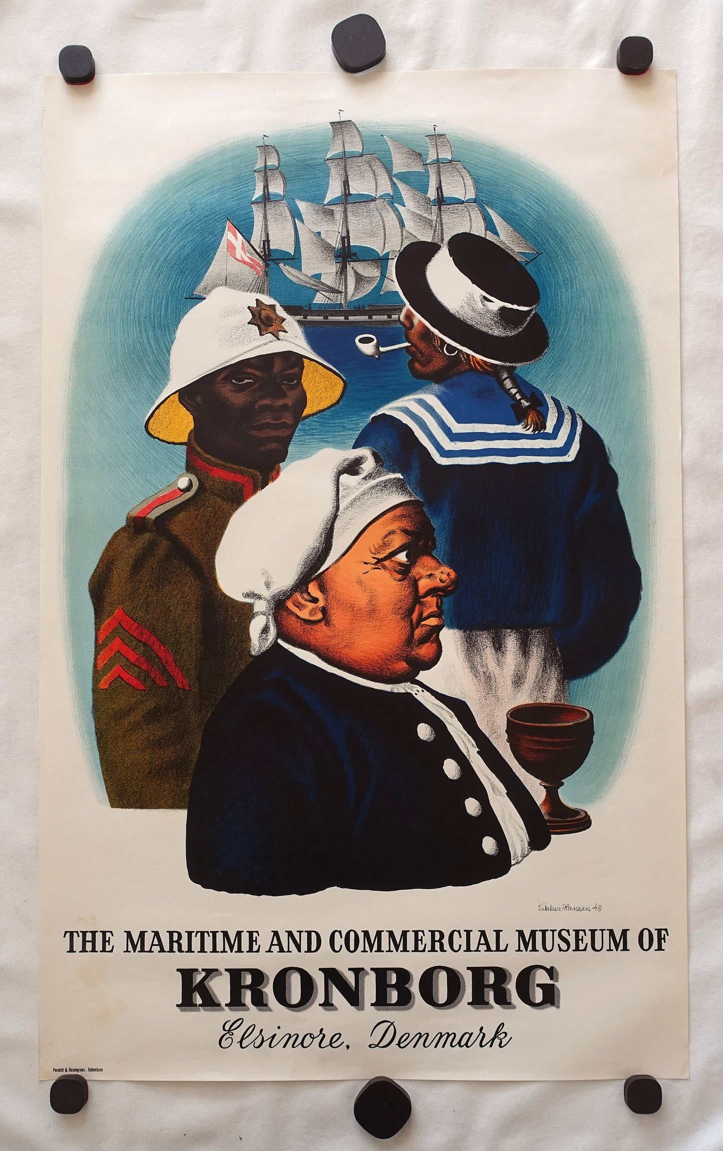 1948 Maritime and Commercial Museum in Kronborg - Original Vintage Poster