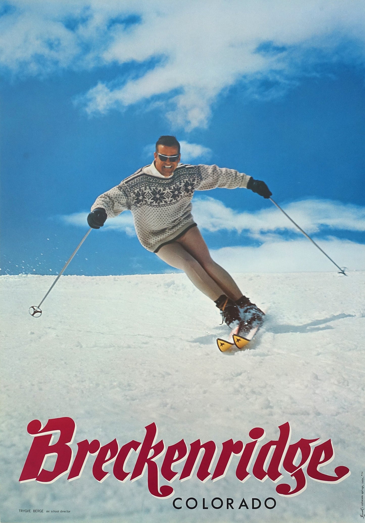 1960s Breckenridge Colorado Skiing Travel Poster - Original Vintage Poster