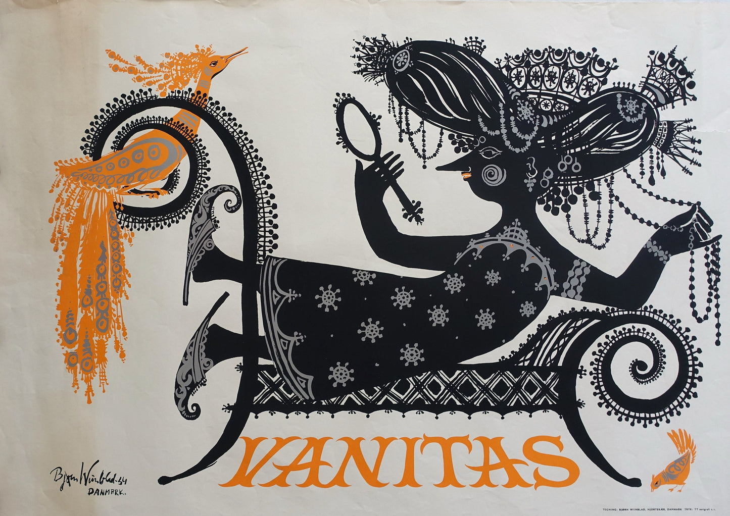 1954 Wiinblad Vanitas (Orange Version) - Original Vintage Poster
