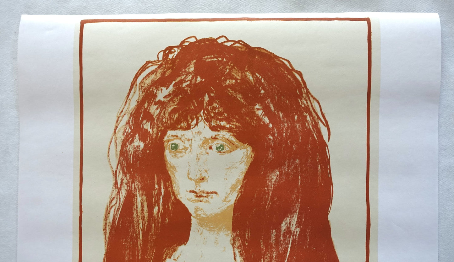 1973 Edvard Munch The Sin (Woman with Red Hair and Green Eyes) - Original Vintage Poster