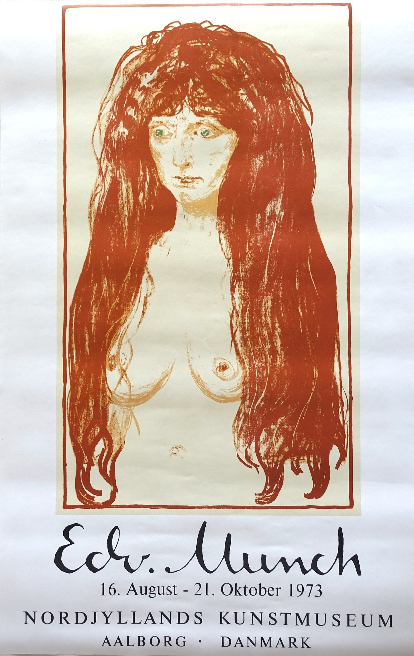 1973 Edvard Munch The Sin (Woman with Red Hair and Green Eyes) - Original Vintage Poster